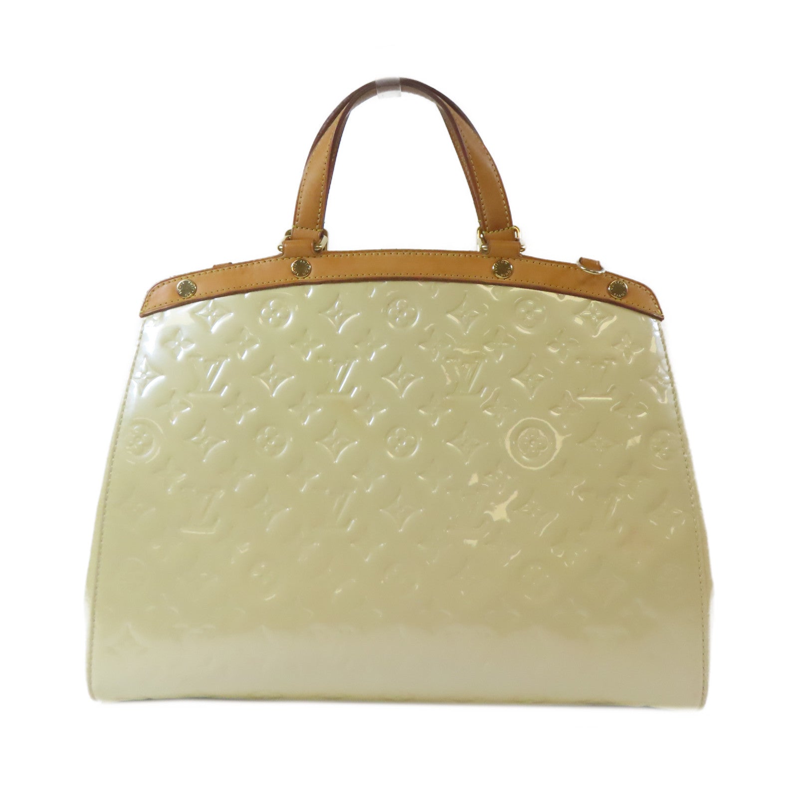 LOUIS VUITTON Vernis Brera金扣手挽肩背兩用袋米色