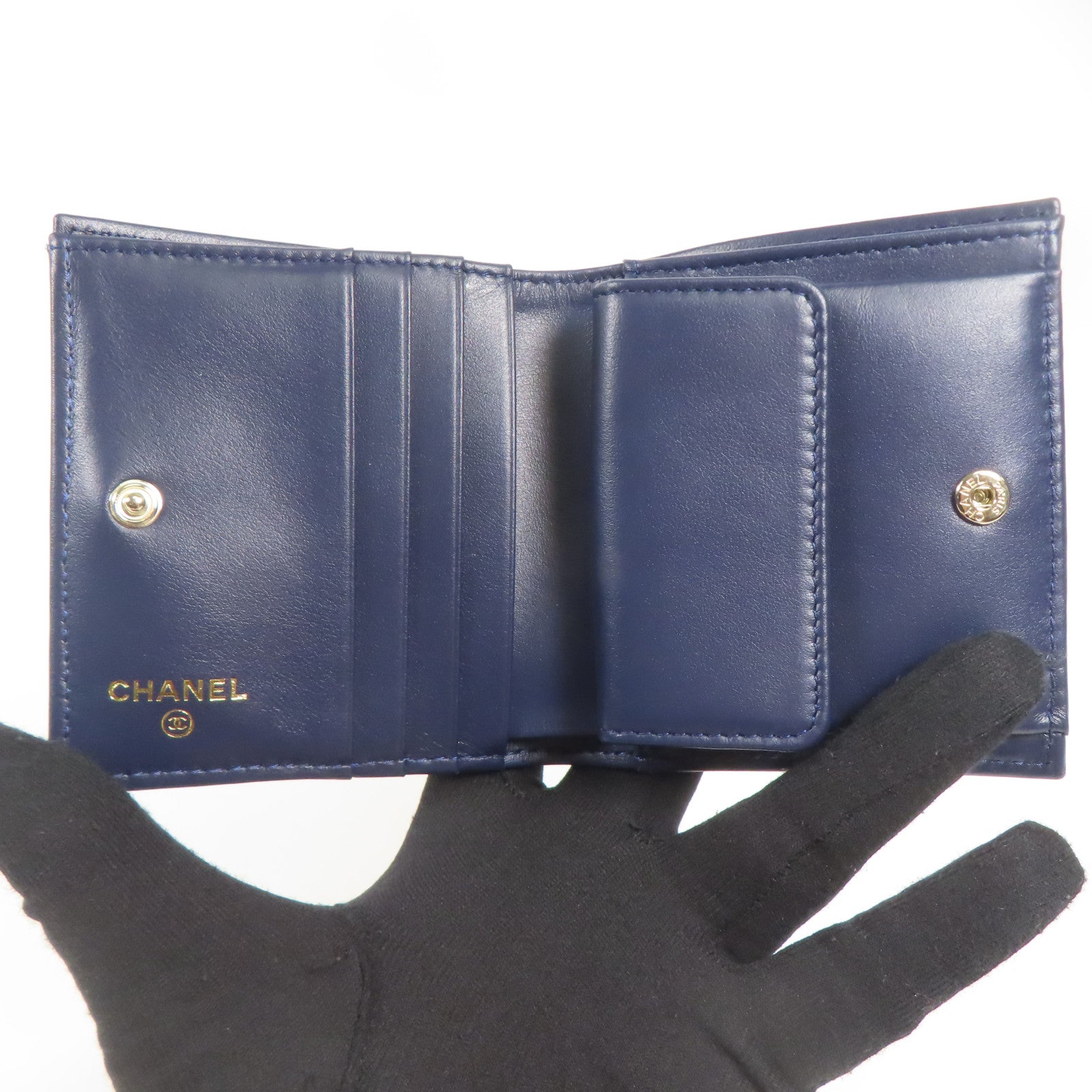 CHANEL 牛皮皮革Wallet銀扣錢包