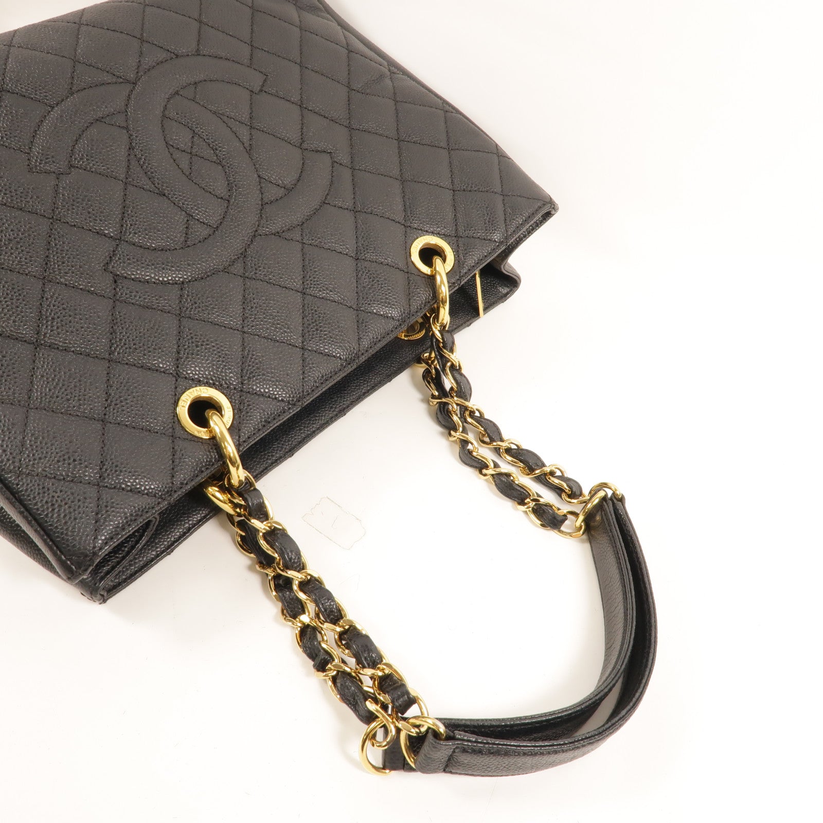 CHANEL 牛皮皮革GST Grand Shopping Tote Bag鏈帶肩背袋