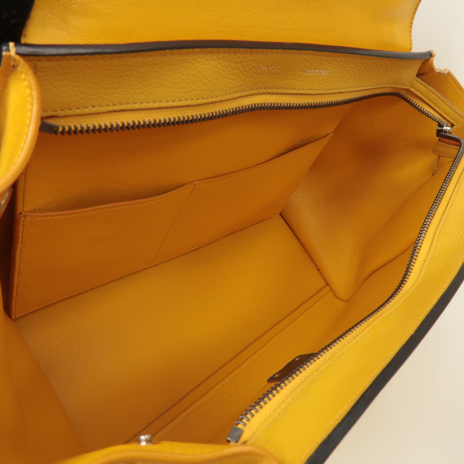 CELINE 【激減優惠】牛皮皮革/麂皮皮革Trapeze銀扣手挽肩背兩用袋黃色