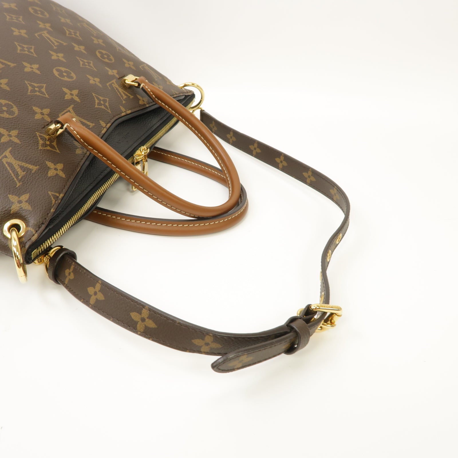 LOUIS VUITTON 【激減優惠】Monogram Pallas金扣手挽肩背兩用袋黑色/棕色