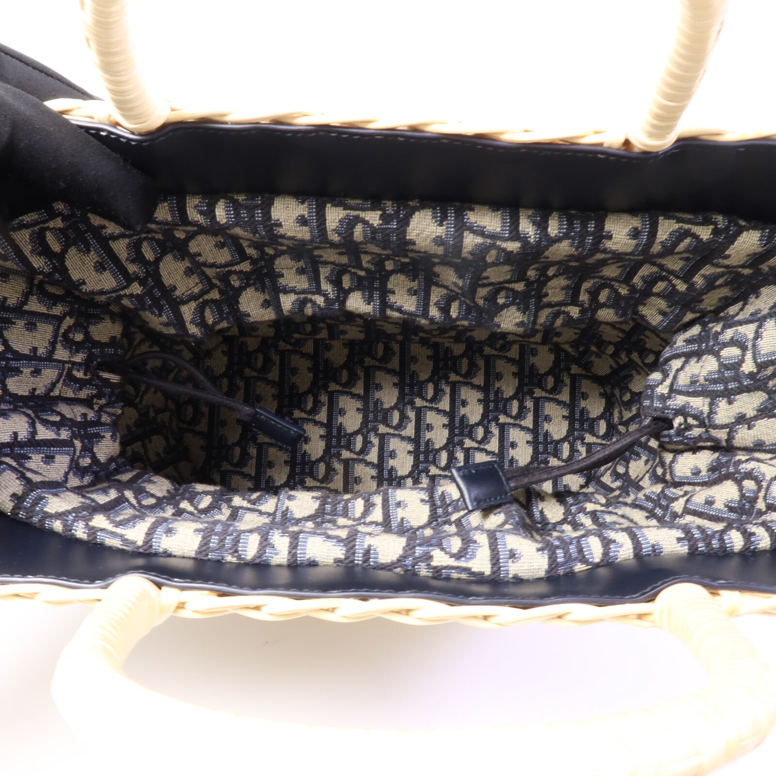 Dior 帆布/藤料Dioriviera Hat Basket手挽肩背兩用袋