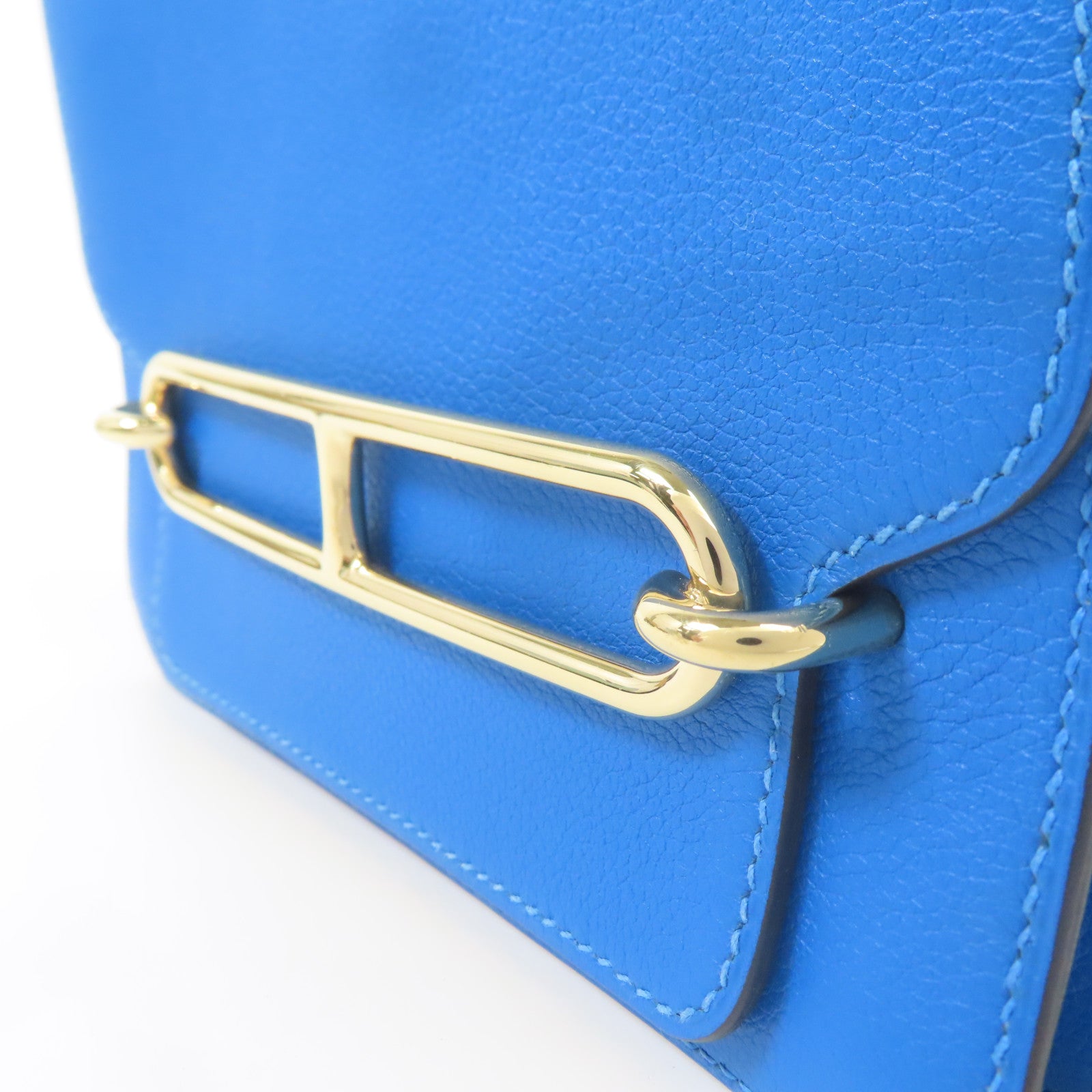 HERMES Evercolor皮革Mini Roulis金扣肩背袋Blue Hydra