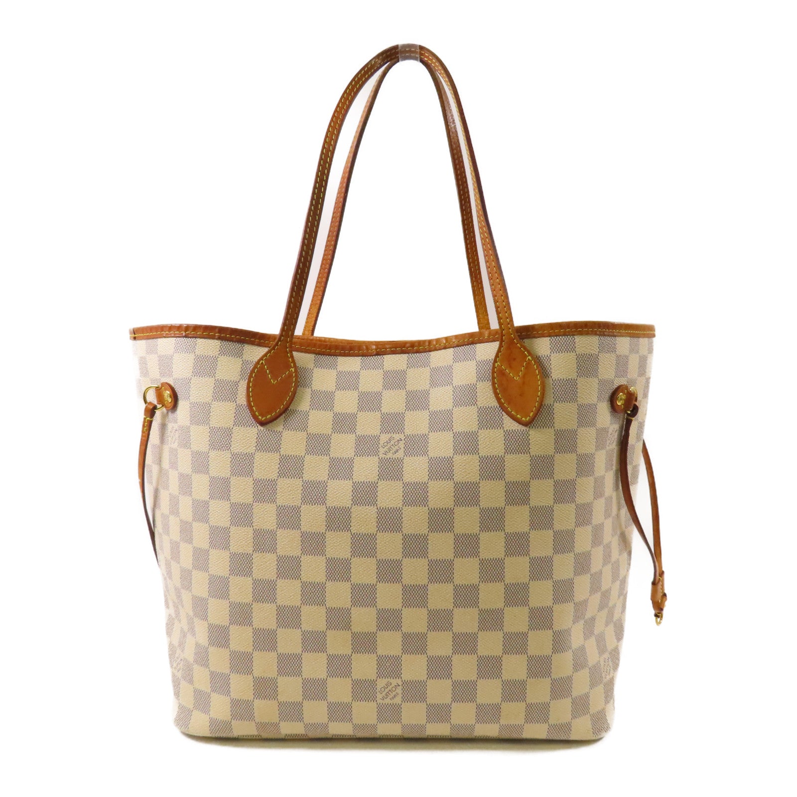 LOUIS VUITTON Damier Azur Neverfull MM金扣手挽袋