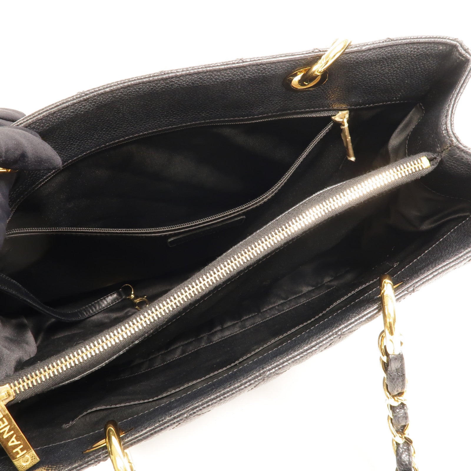 CHANEL 牛皮皮革GST Grand Shopping Tote Bag鏈帶肩背袋