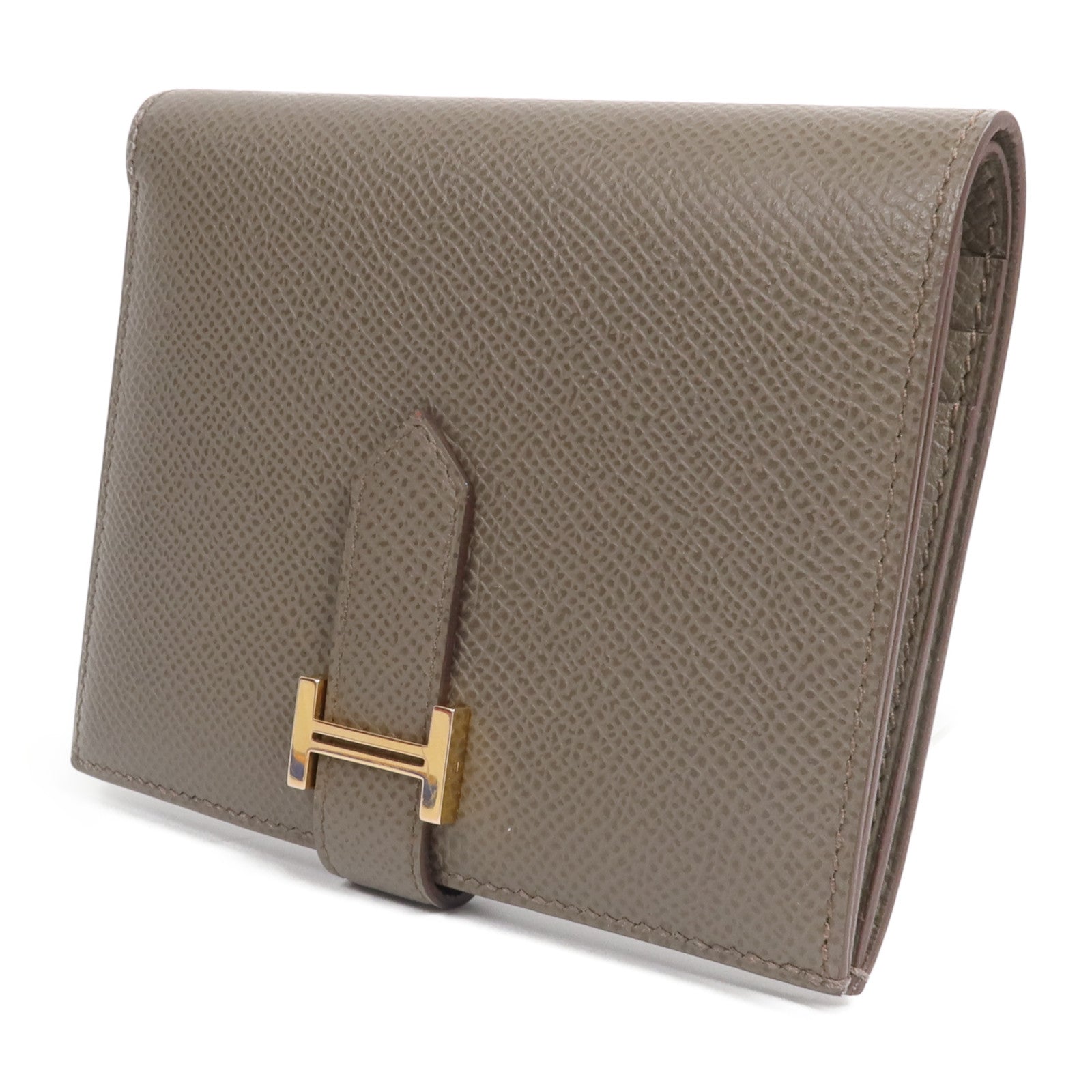 HERMES Epsom皮革Bearn Compact Wallet錢包Etain