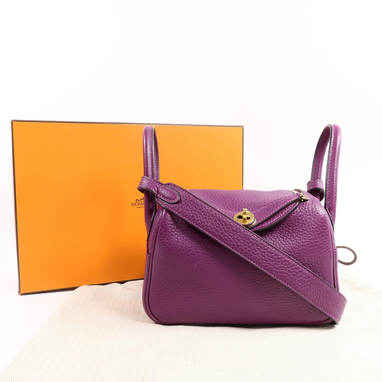 HERMES Clemence皮革Mini Lindy手挽肩背兩用袋
