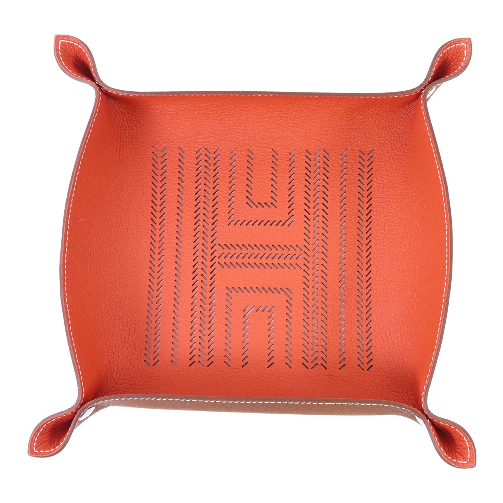 HERMES Smooth Taurillon皮革Tray銀扣托盤