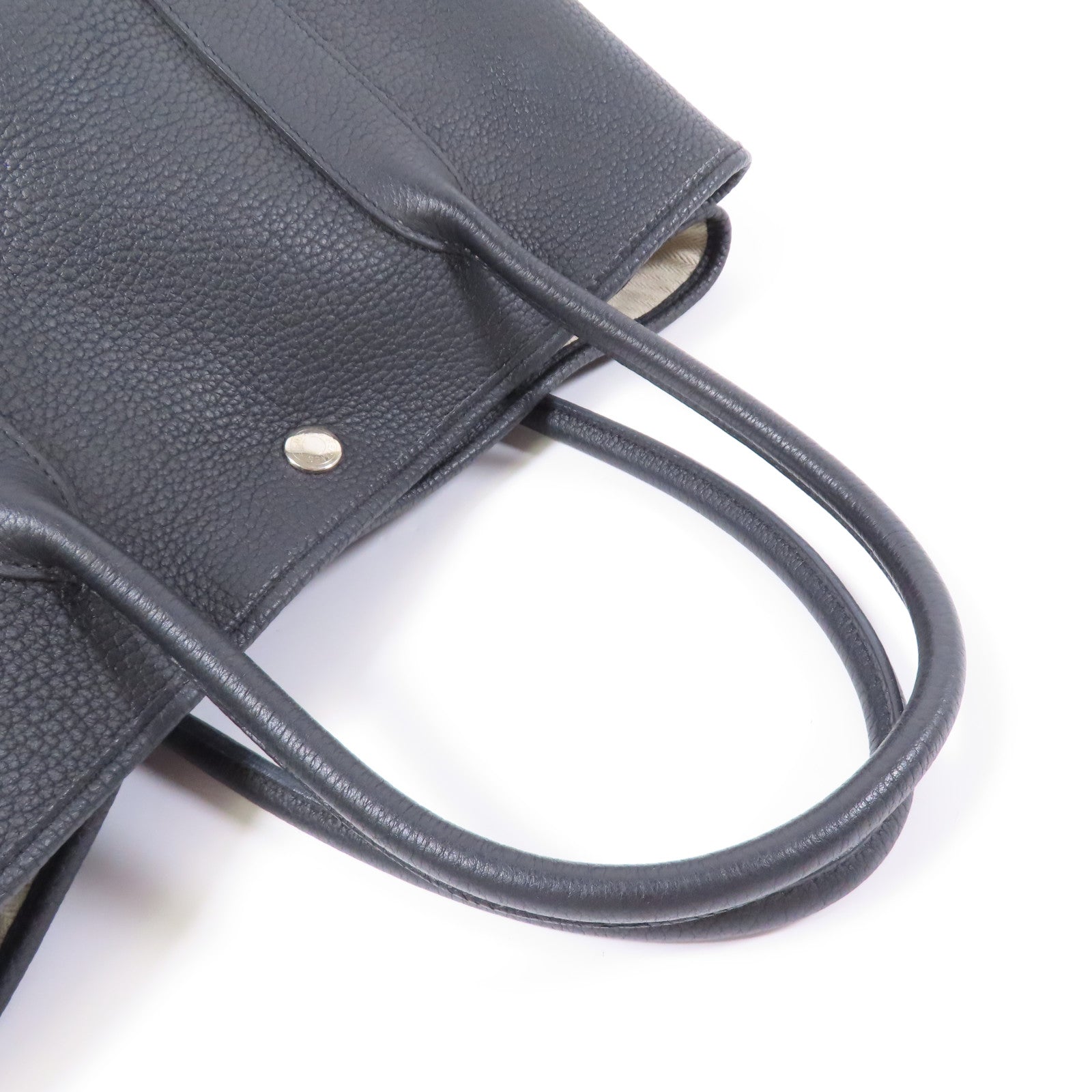 HERMES Negonda皮革Garden Party PM銀扣手挽袋Noir