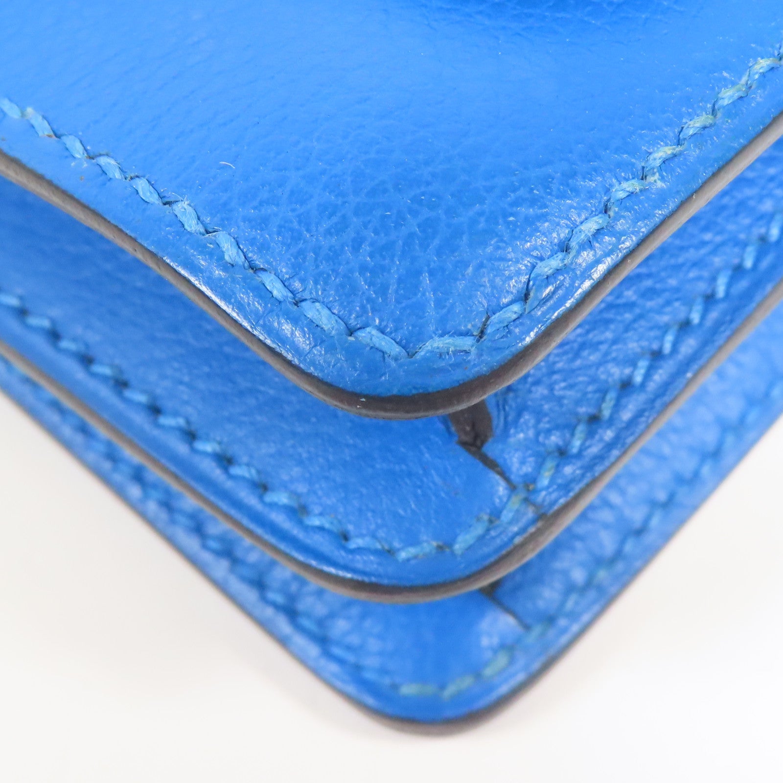 HERMES Evercolor皮革Mini Roulis金扣肩背袋Blue Hydra