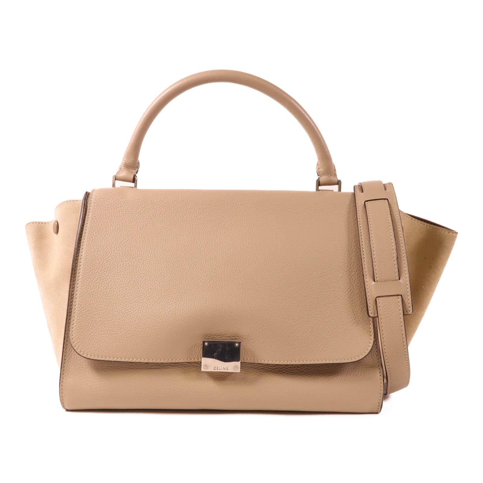 CELINE 牛皮皮革Trapeze銀扣手挽肩背兩用袋
