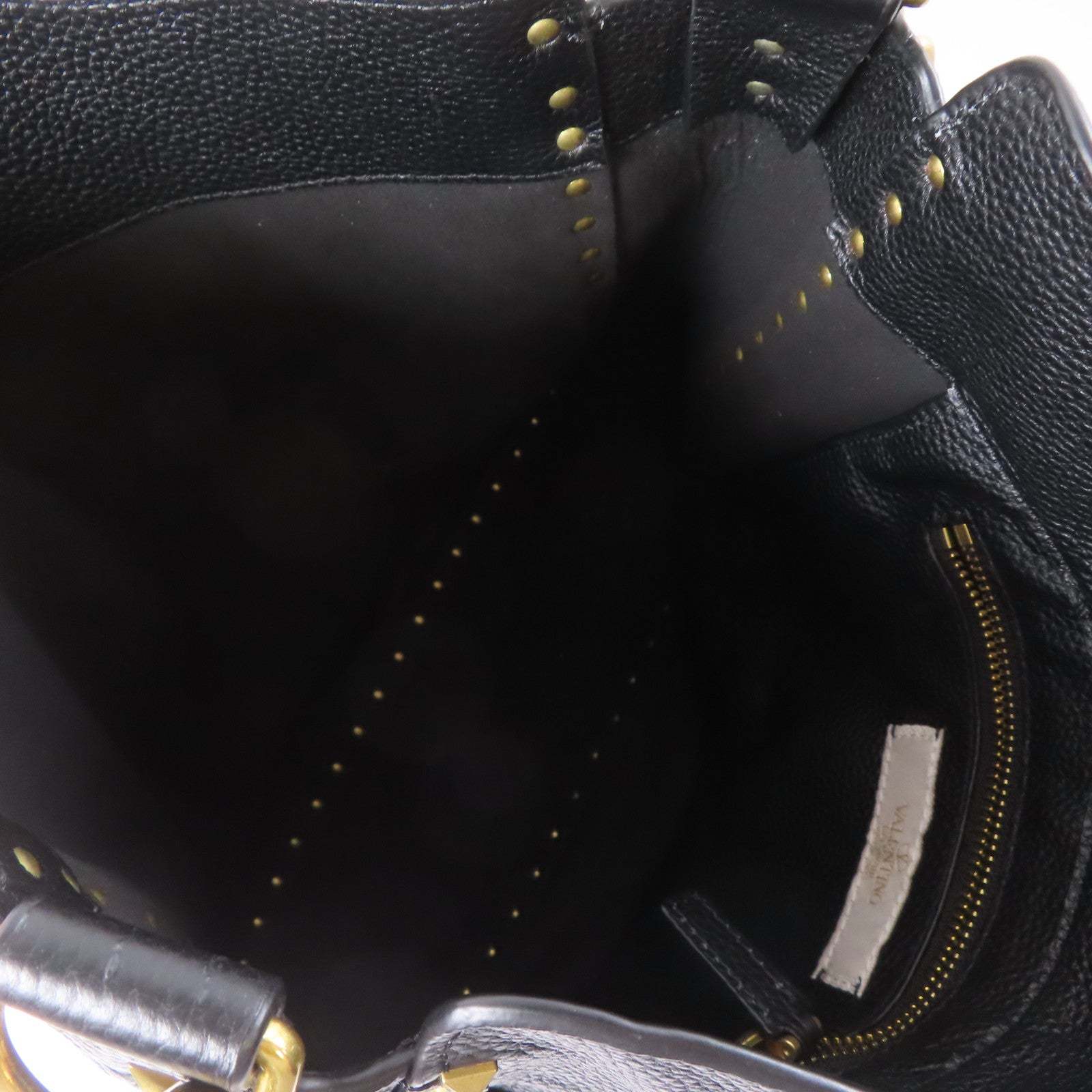 Valentino 【激減優惠】牛皮皮革Tote Bag金扣肩背袋黑色