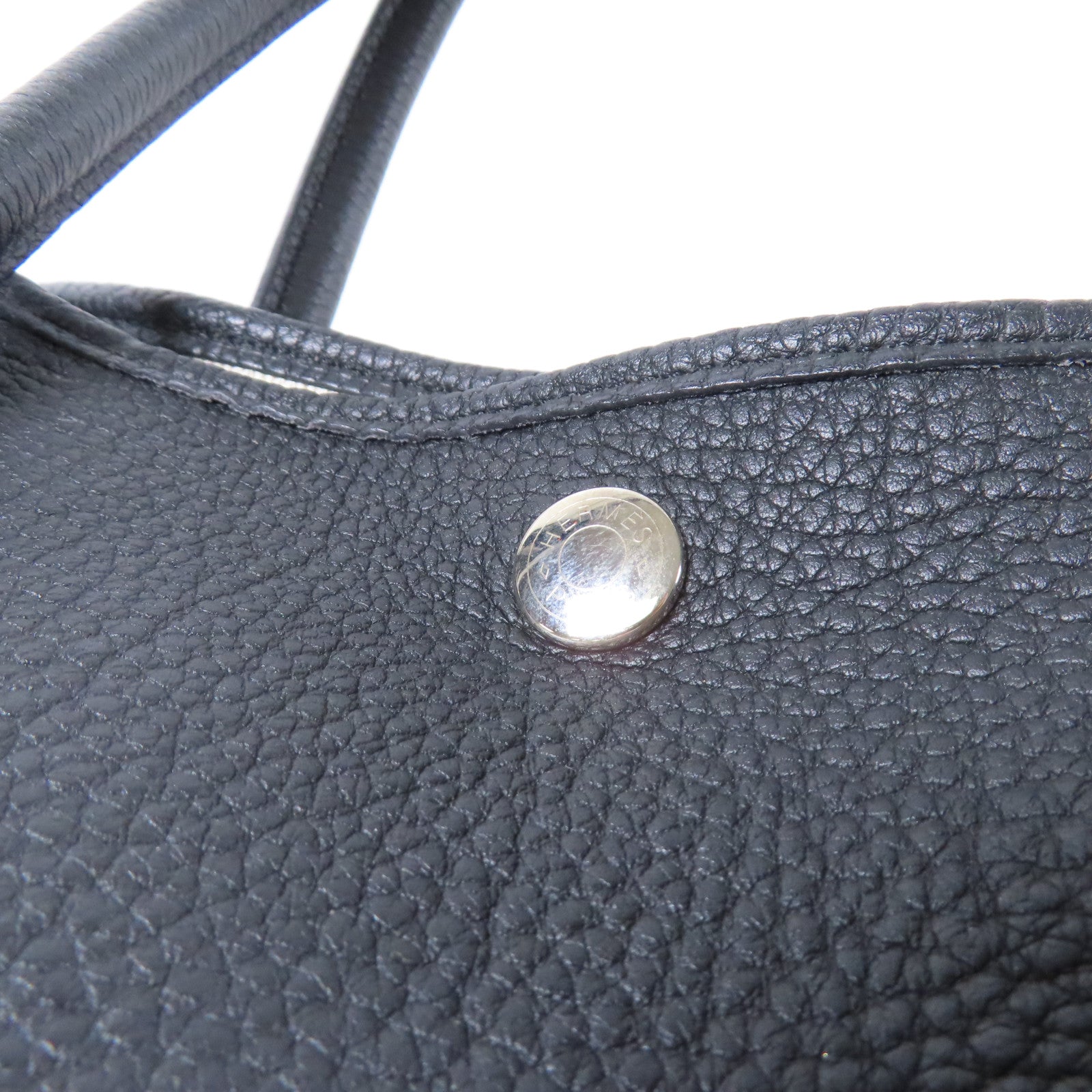 HERMES Negonda皮革Garden Party PM銀扣手挽袋Noir