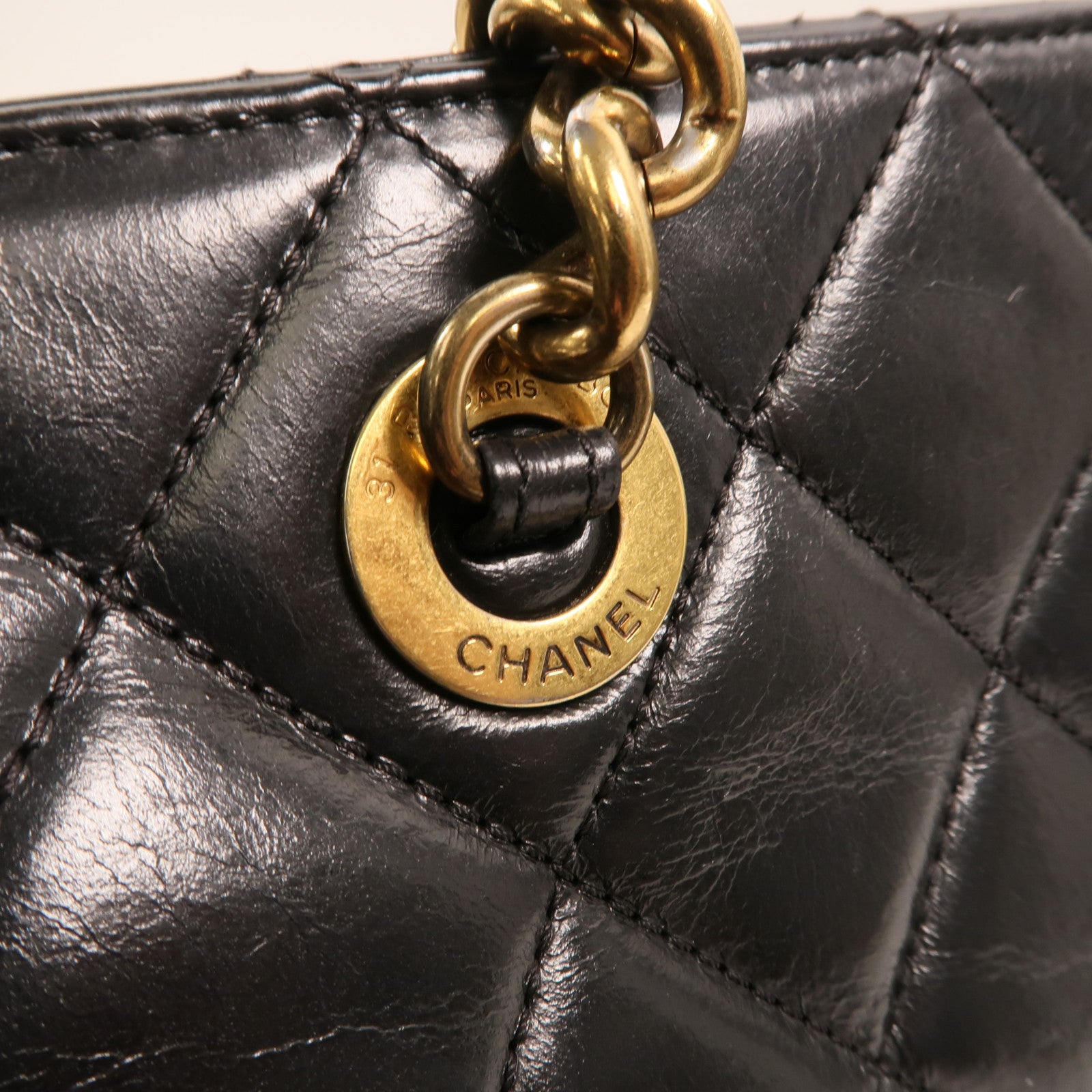 CHANEL 牛皮皮革Perfect Edge Tote金扣鏈帶肩背袋