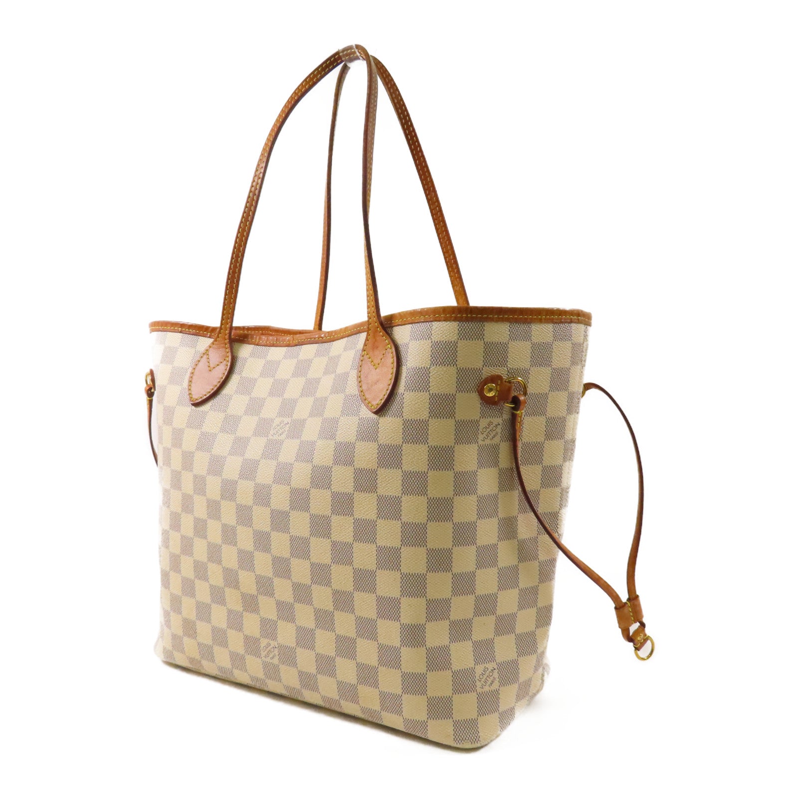 LOUIS VUITTON Damier Azur Neverfull MM金扣手挽袋