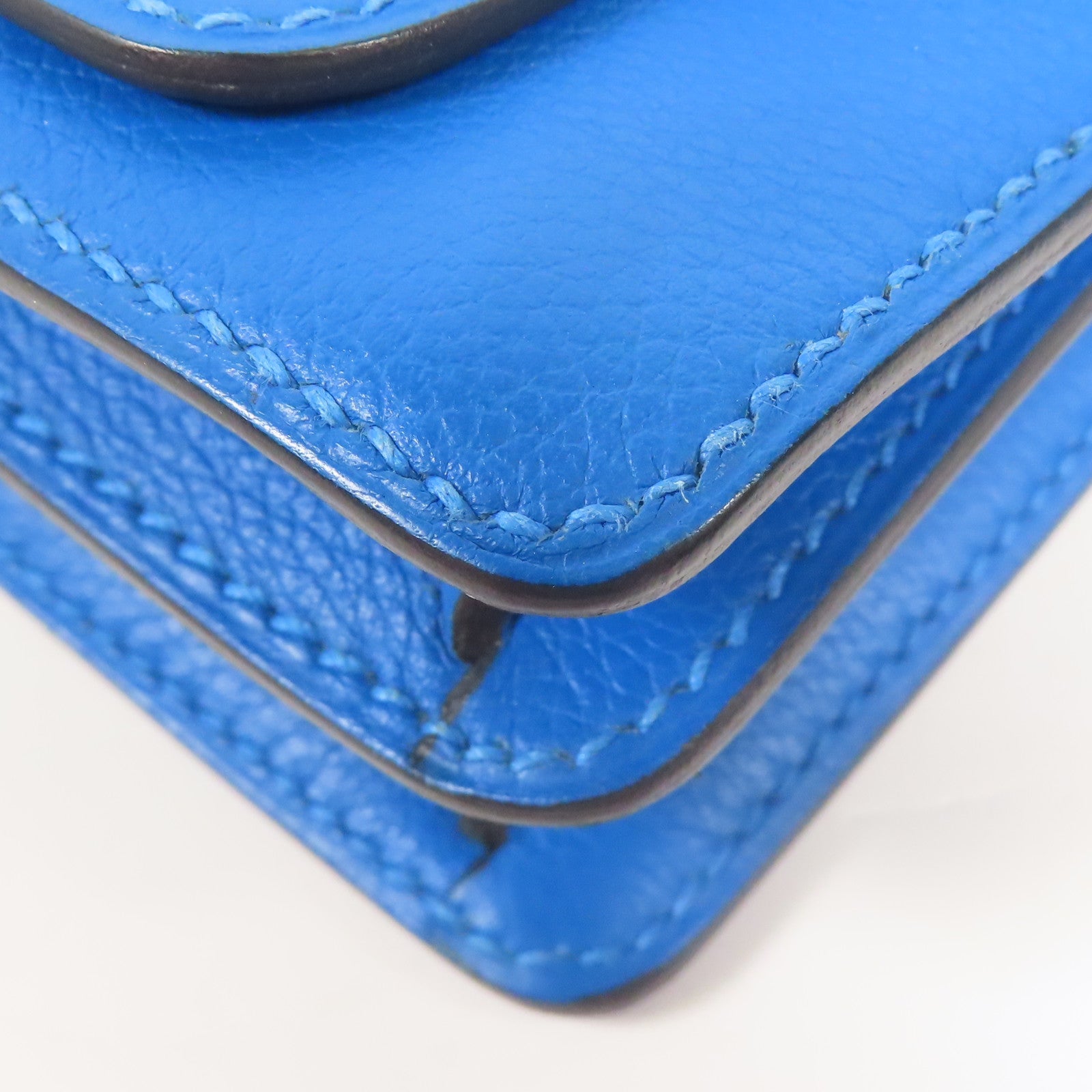 HERMES Evercolor皮革Mini Roulis金扣肩背袋Blue Hydra