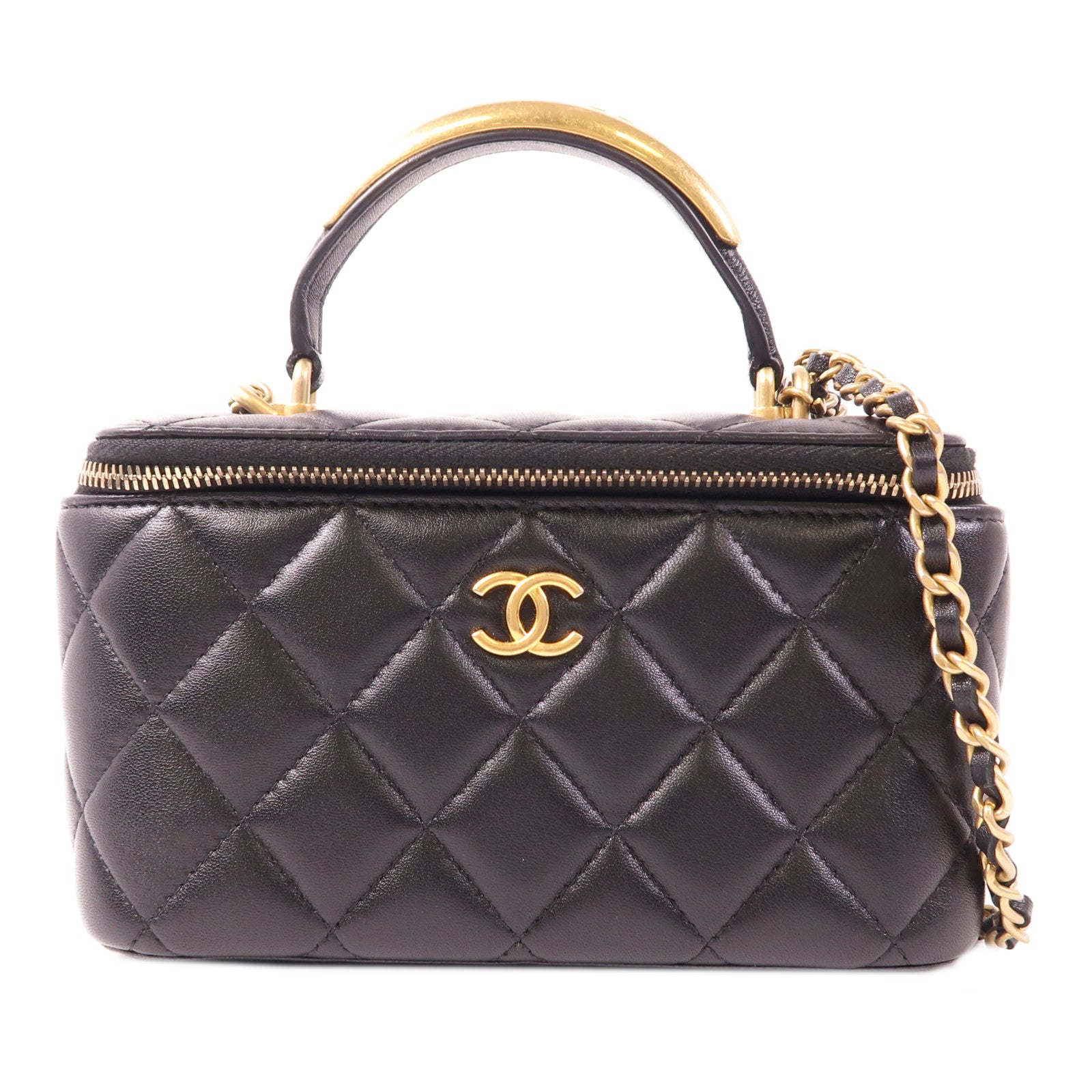 CHANEL 羊皮皮革Vanity Case金扣手挽肩背兩用袋