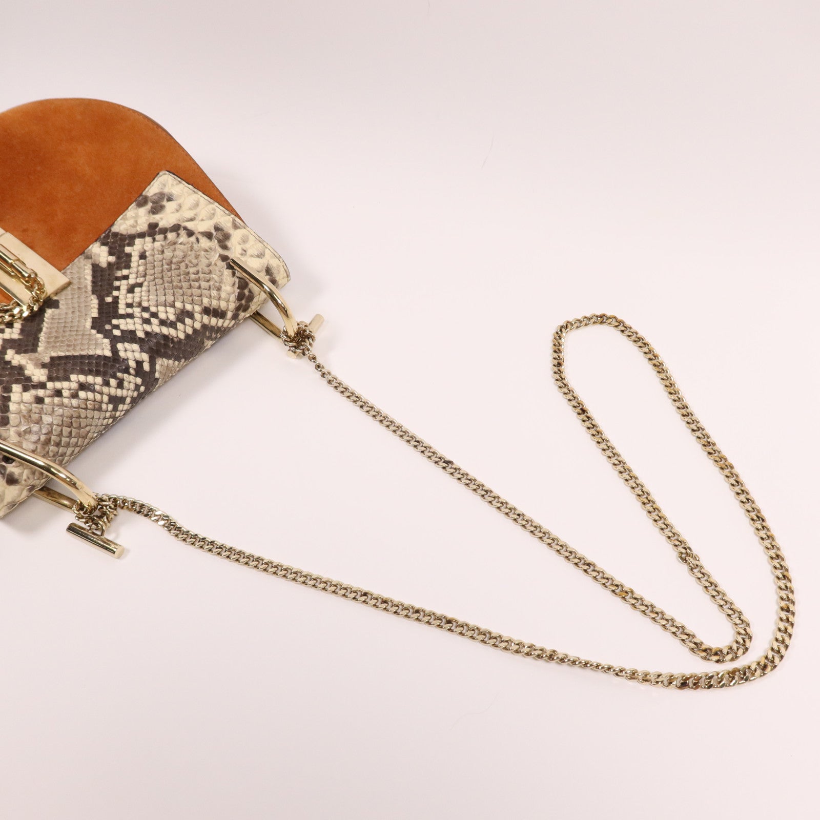 Chloe 牛皮/蛇皮皮革Drew Bag金扣鏈帶肩背袋