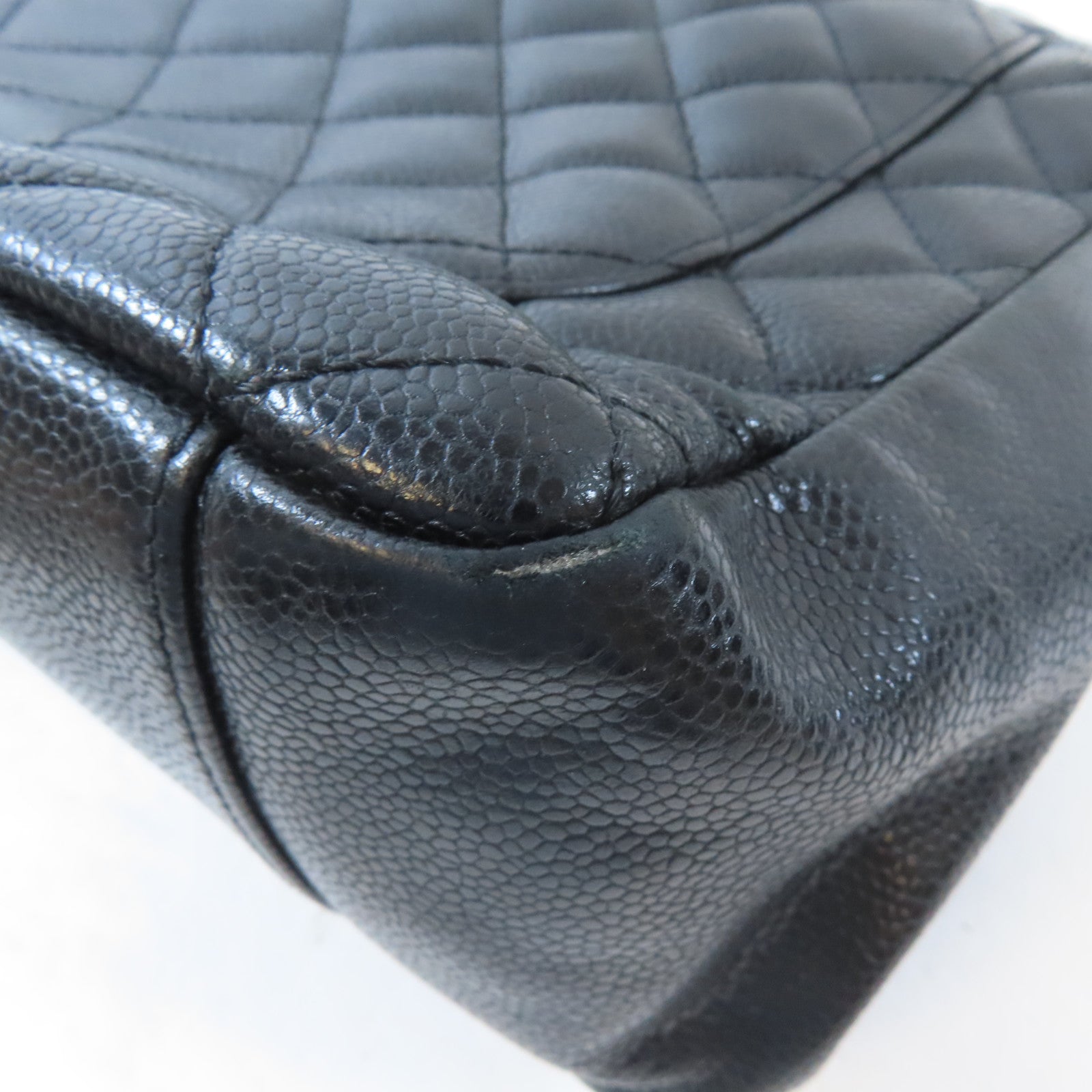 CHANEL 菱格牛皮皮革GST Grand Shopping Tote Bag銀扣肩背袋黑色