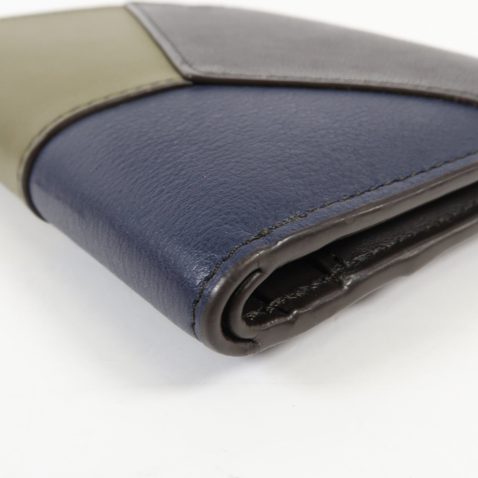LOEWE 牛皮皮革Puzzle Slim Compact銀扣錢包