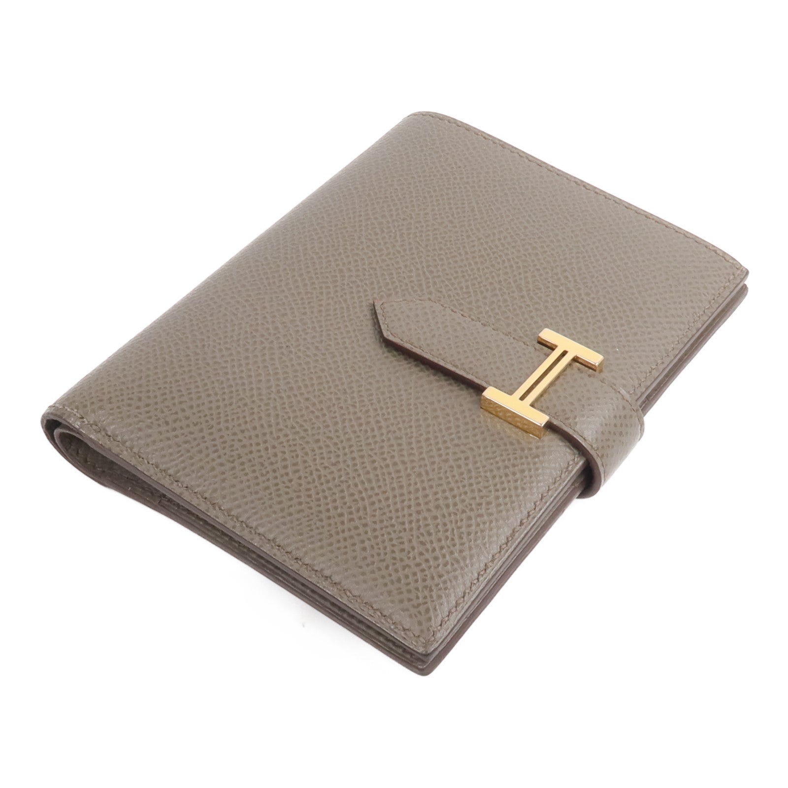 HERMES Epsom皮革Bearn Compact Wallet錢包Etain