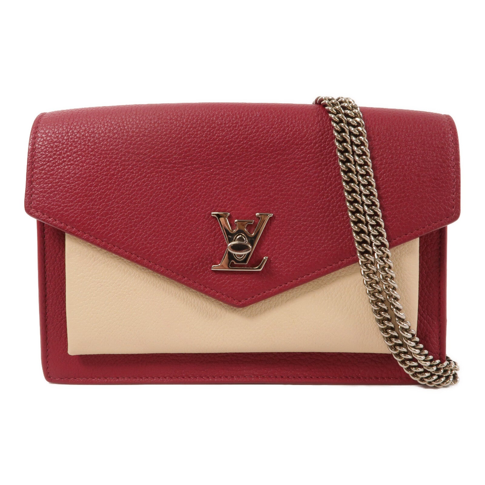 LOUIS VUITTON 牛皮皮革Pochette Lockme Chain鏈帶肩背袋