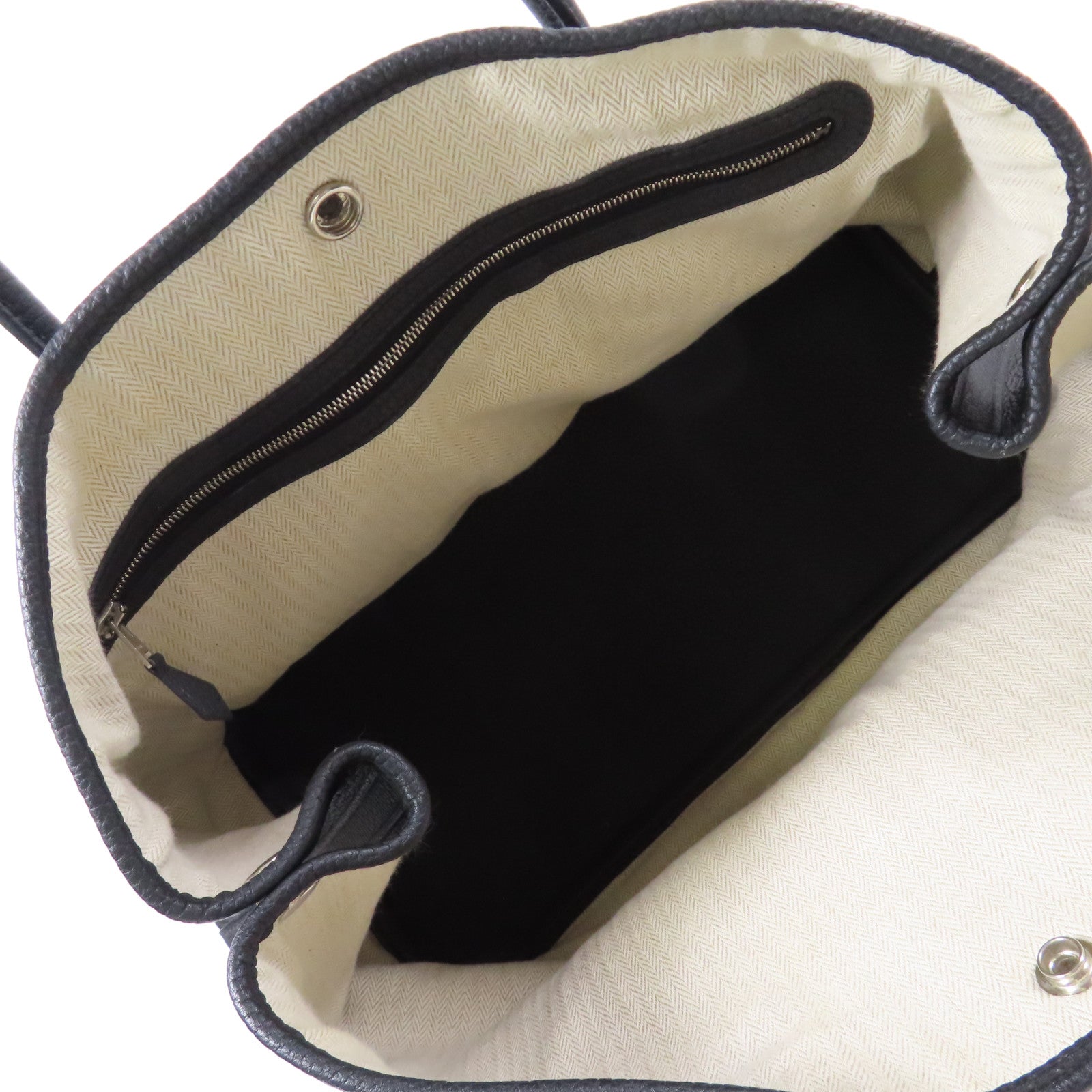 HERMES 【激減優惠】Negonda皮革Garden Party PM銀扣手挽袋Noir