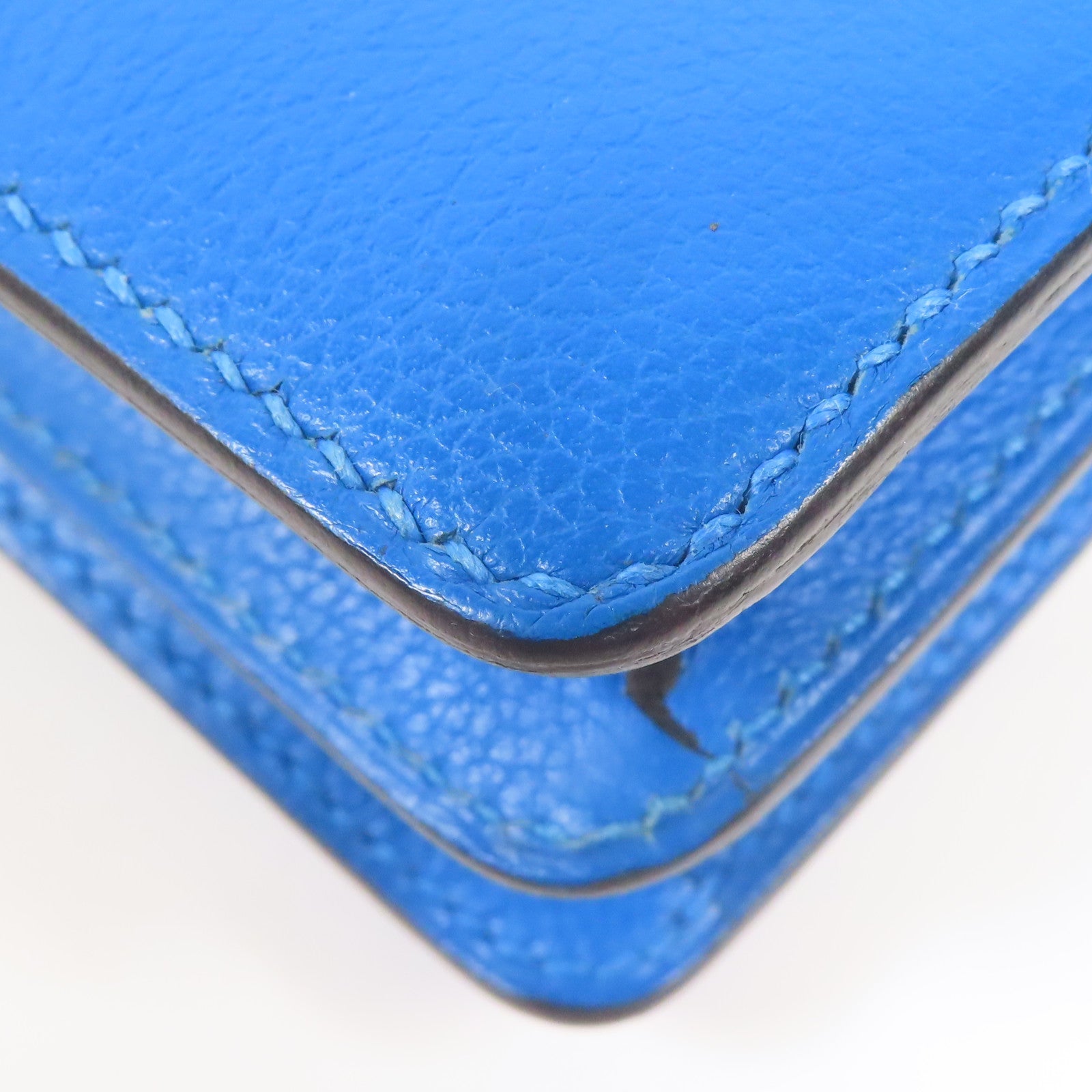 HERMES Evercolor皮革Mini Roulis金扣肩背袋Blue Hydra