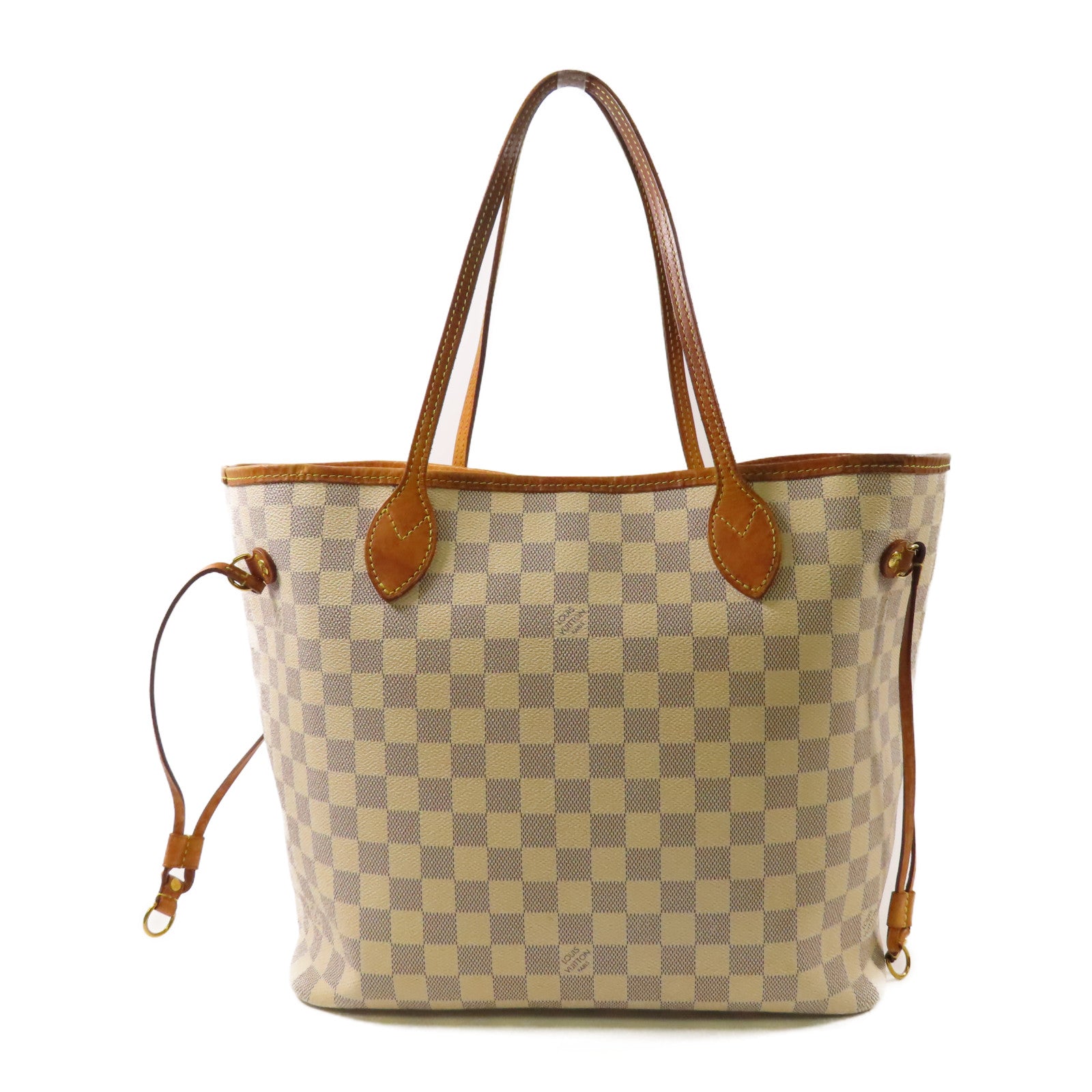 LOUIS VUITTON Damier Azur Neverfull MM金扣手挽袋