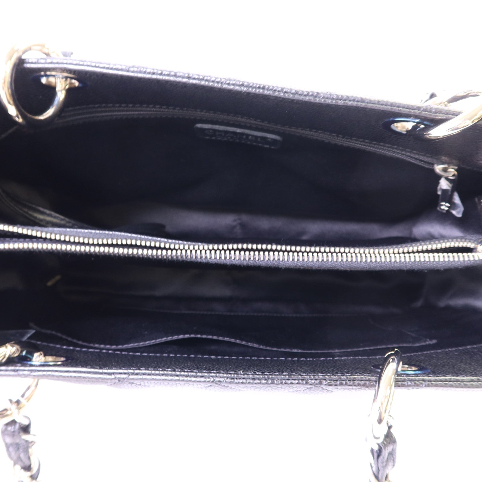 CHANEL 牛皮皮革GST Grand Shopping Tote Bag銀扣鏈帶肩背袋
