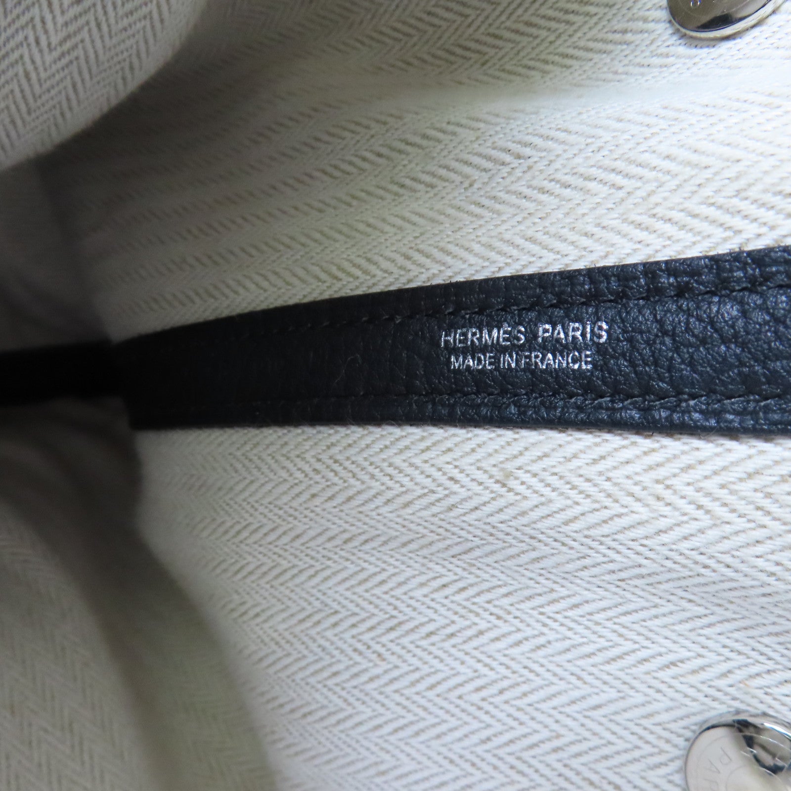 HERMES Negonda皮革Garden Party PM銀扣手挽袋Noir