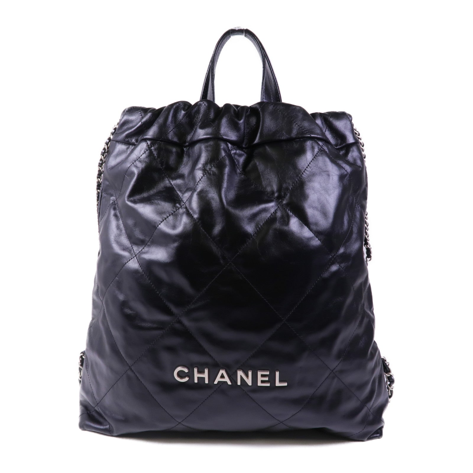 CHANEL 牛皮皮革Chanel 22 Backpack銀扣背包