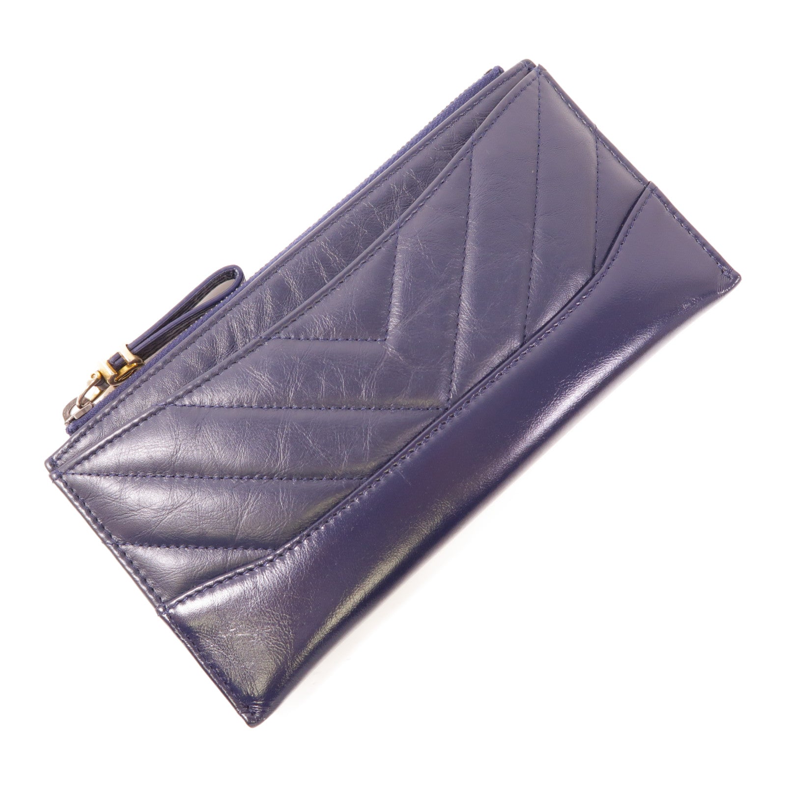 CHANEL 牛皮皮革Long Wallet金扣長錢包