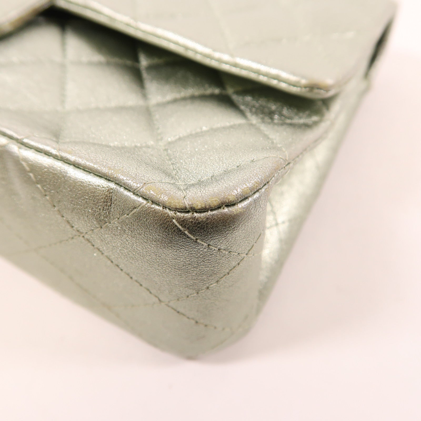 CHANEL 皮革Classic 25銀扣鏈帶肩背袋