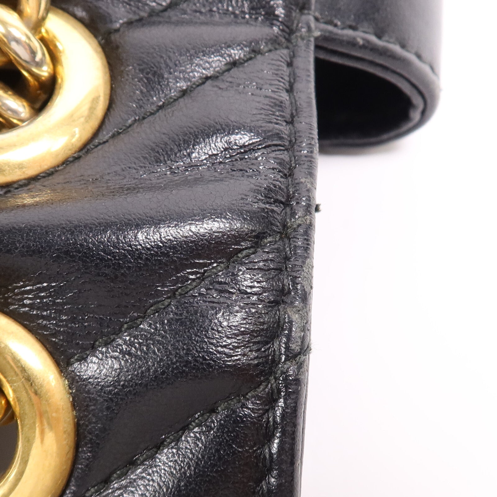 GUCCI 牛皮皮革GG Marmont金扣鏈帶肩背袋