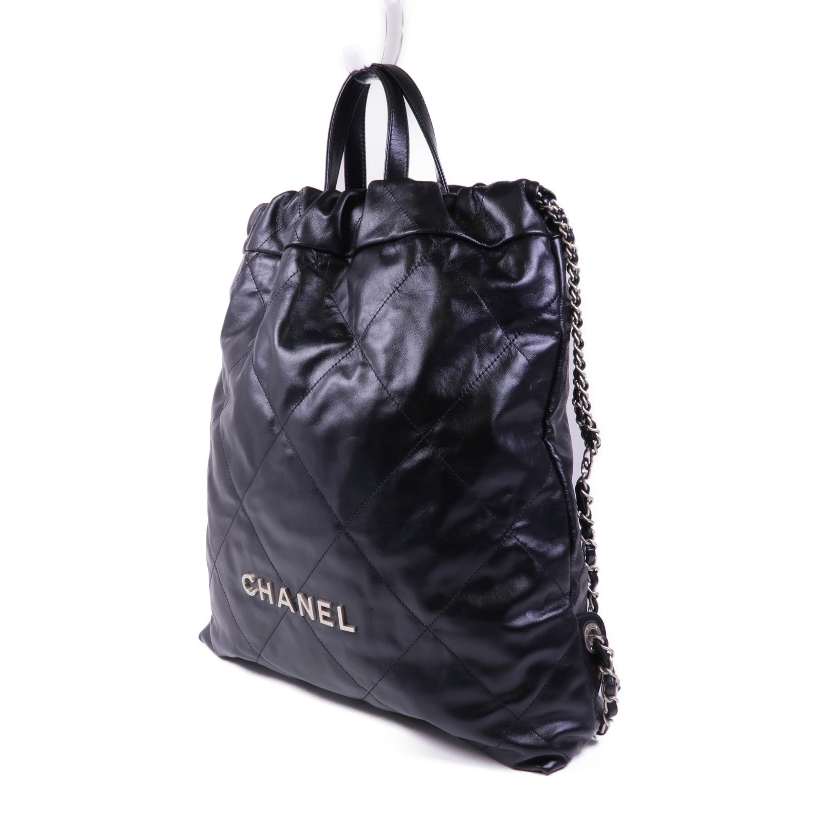 CHANEL 牛皮皮革Chanel 22 Backpack銀扣背包