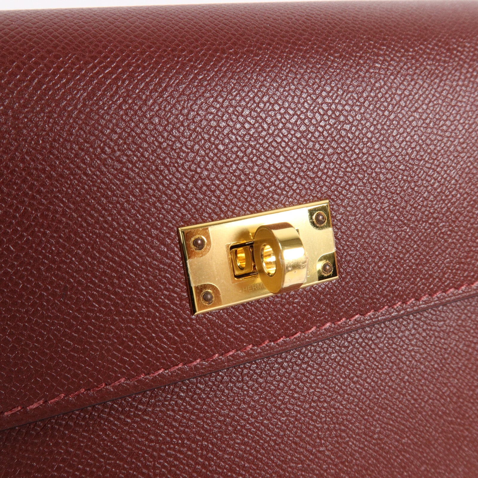 HERMES Madame皮革Kelly Pocket Long Wallet長錢包Rouge H