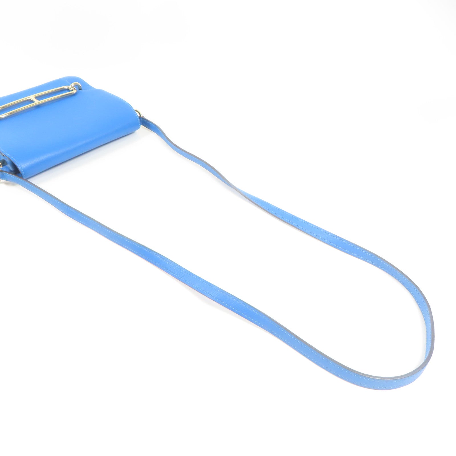 HERMES Evercolor皮革Mini Roulis金扣肩背袋Blue Hydra