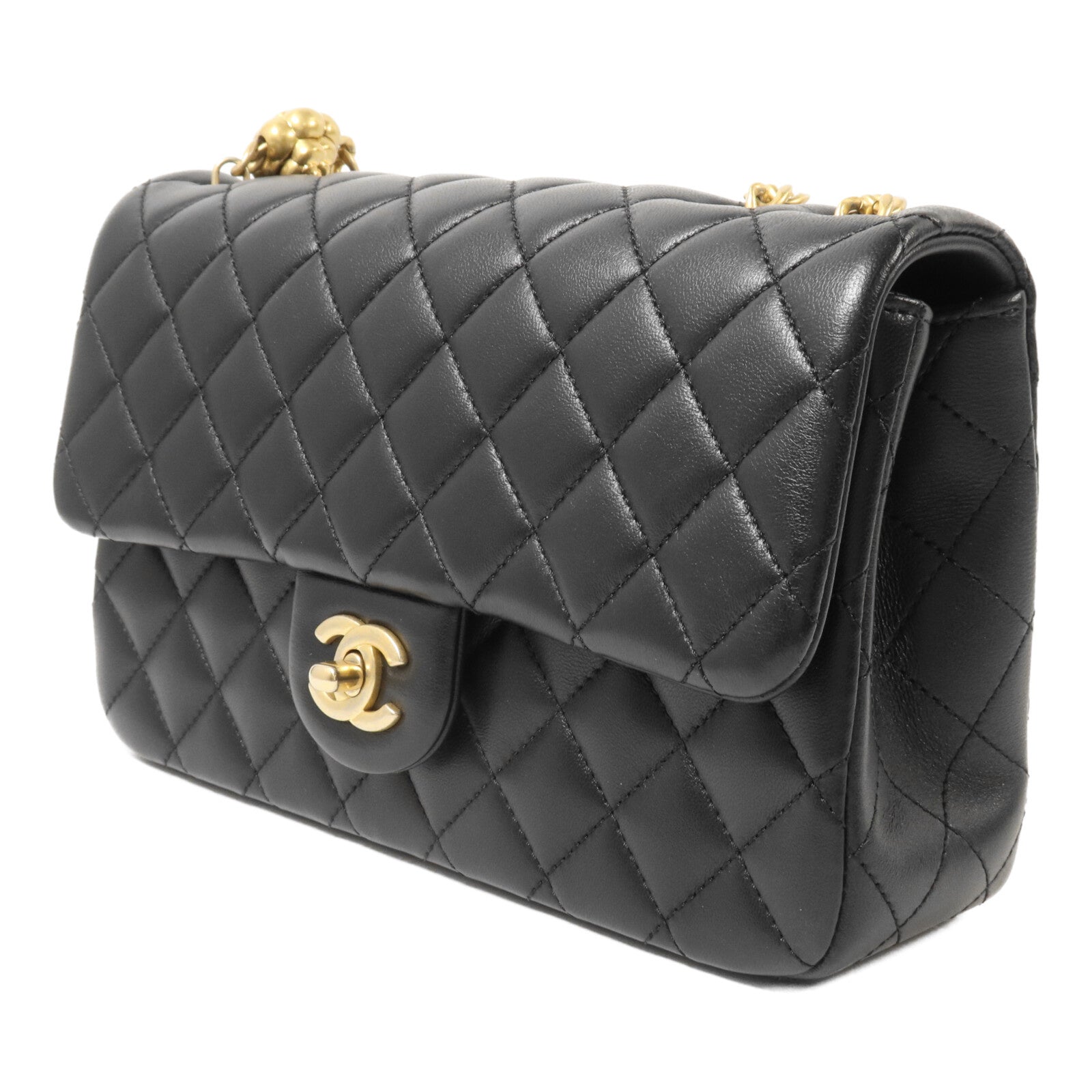CHANEL 羊皮皮革Camellia Chain鏈帶肩背袋