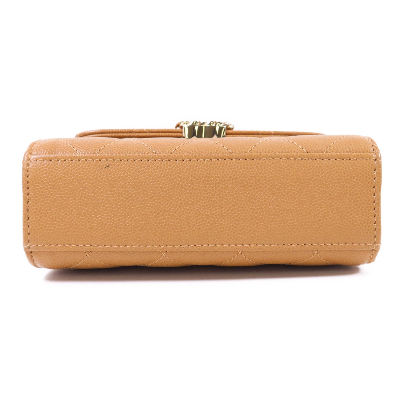 CHANEL 牛皮皮革Mini Top Handle Flap Bag金扣手挽肩背兩用袋