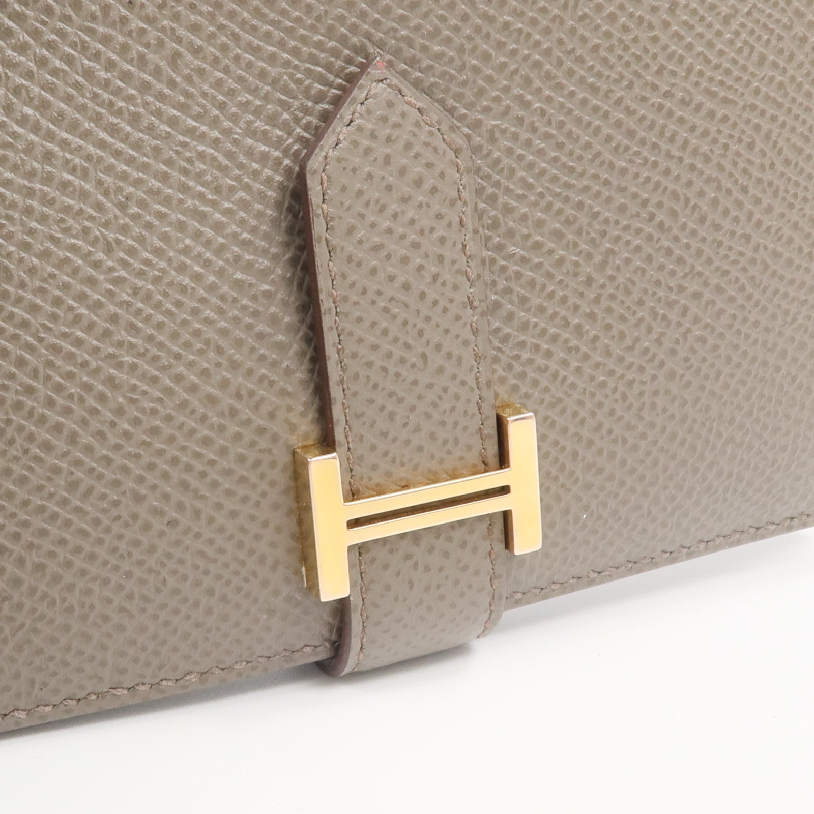 HERMES Epsom皮革Bearn Compact Wallet錢包Etain