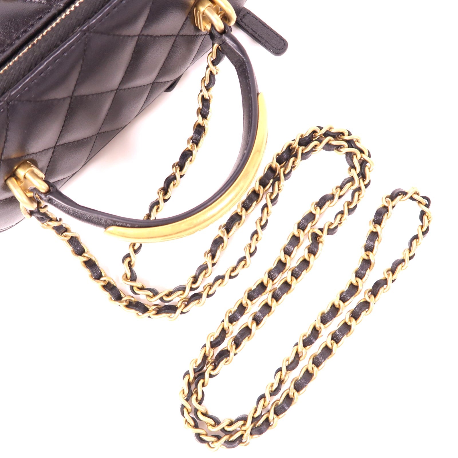 CHANEL 羊皮皮革Vanity Case金扣手挽肩背兩用袋