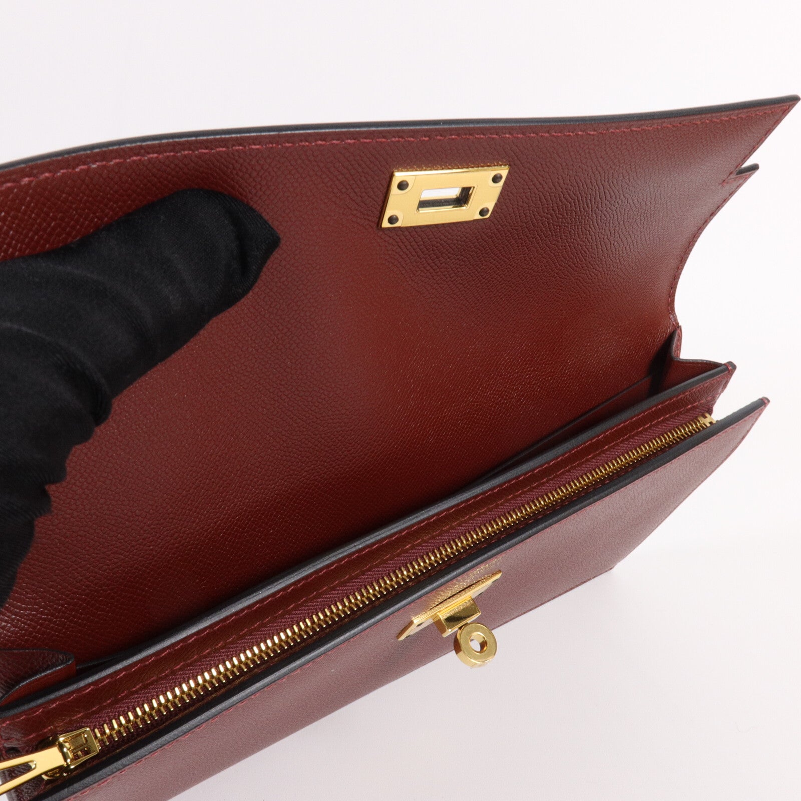 HERMES Madame皮革Kelly Pocket Long Wallet長錢包Rouge H