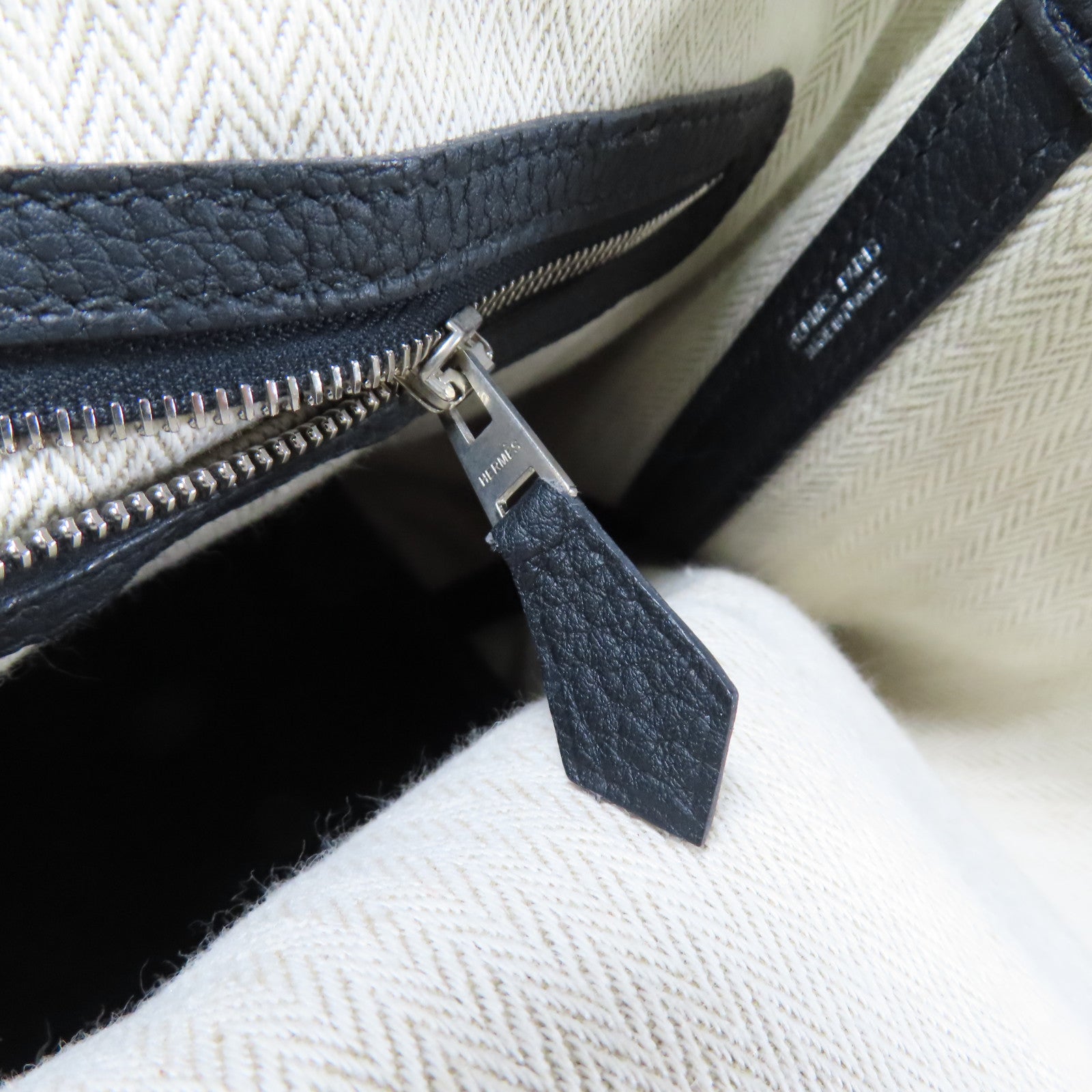 HERMES Negonda皮革Garden Party PM銀扣手挽袋Noir