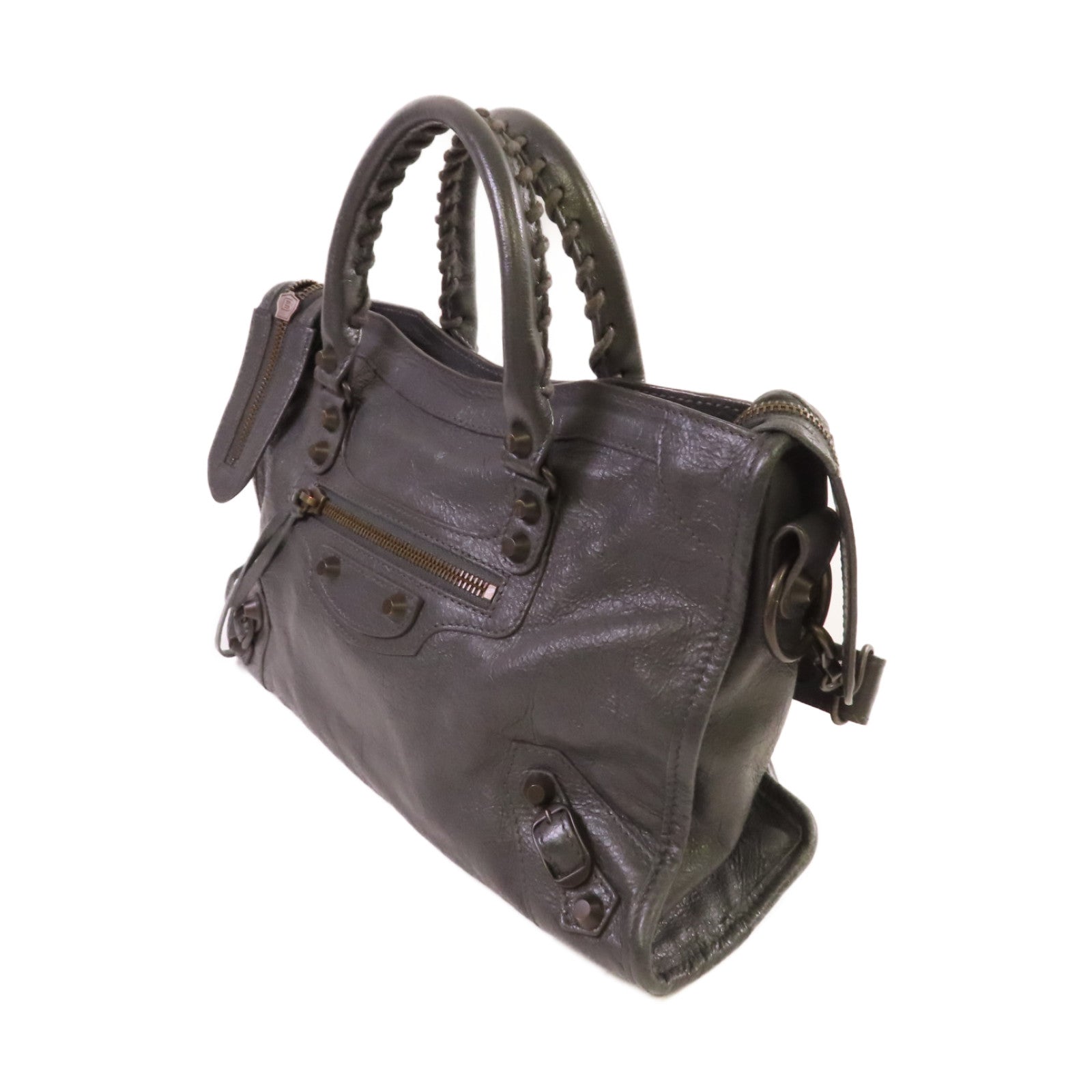 BALENCIAGA 牛皮皮革Small City 2Way Shoulder Bag手挽肩背兩用袋炭灰色