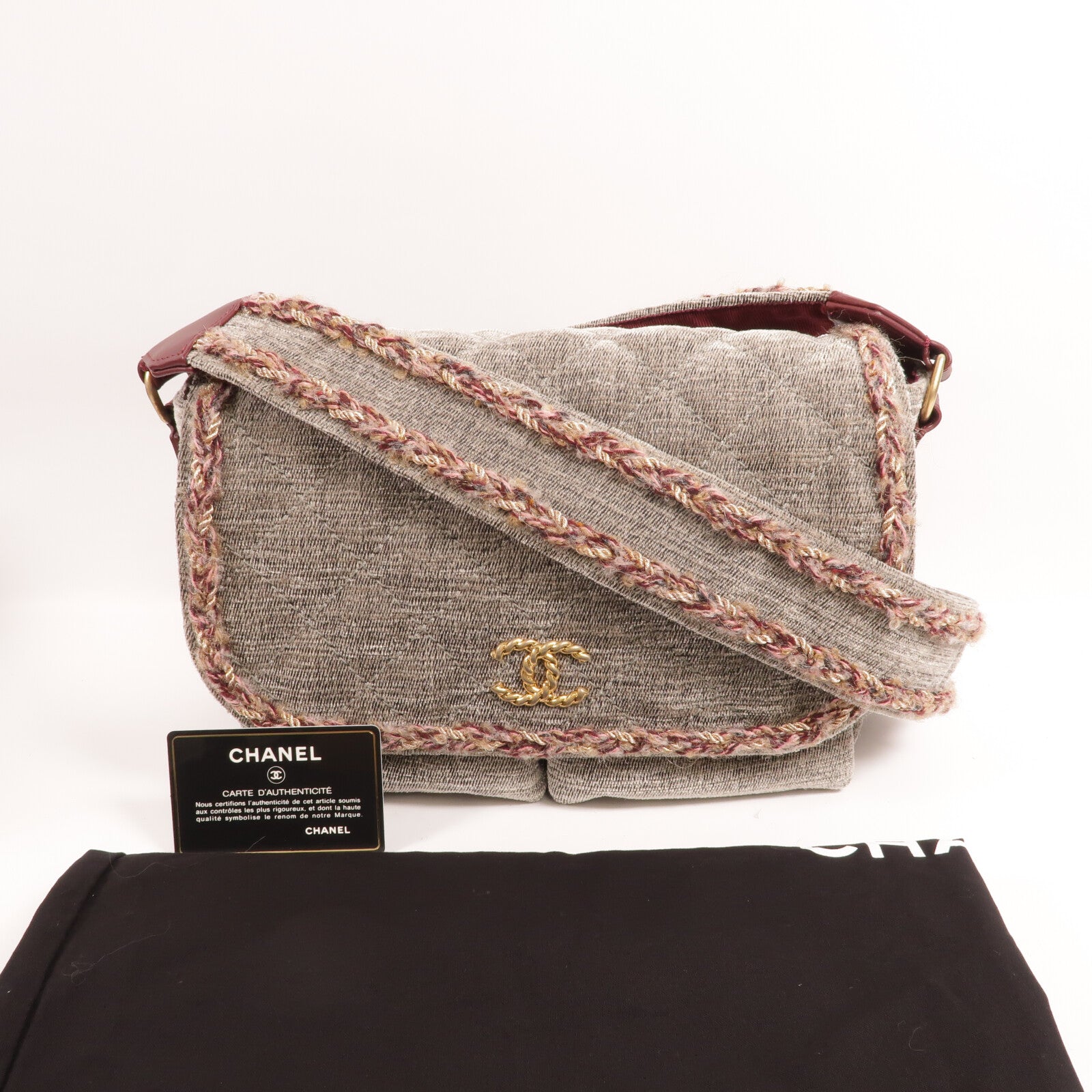 CHANEL Wool Velvet Parisian Stroll Messenger Bag肩背袋