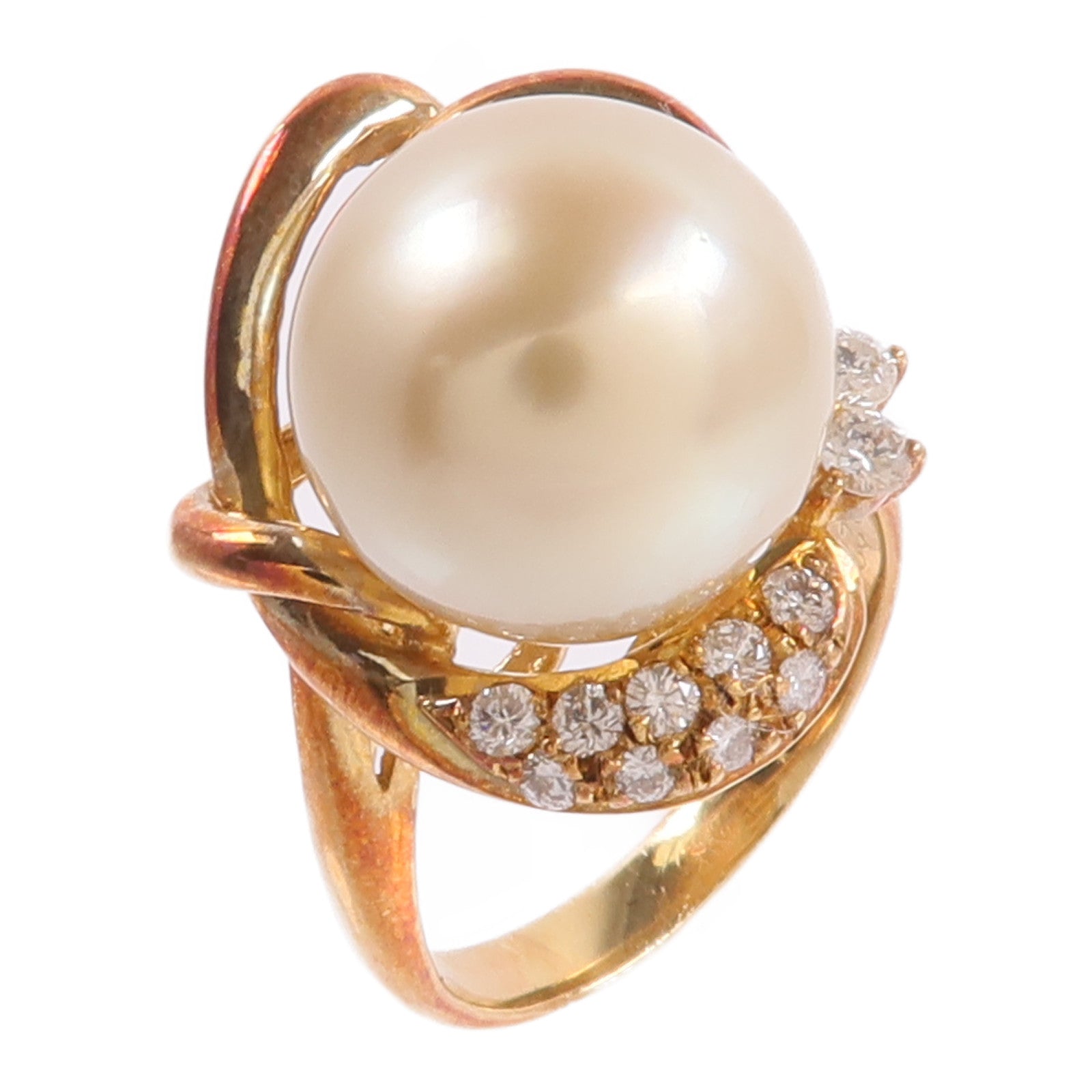 JEWELRY 【激減優惠】18K黃金Pearl Diamond Ring珍珠/鑽石戒指