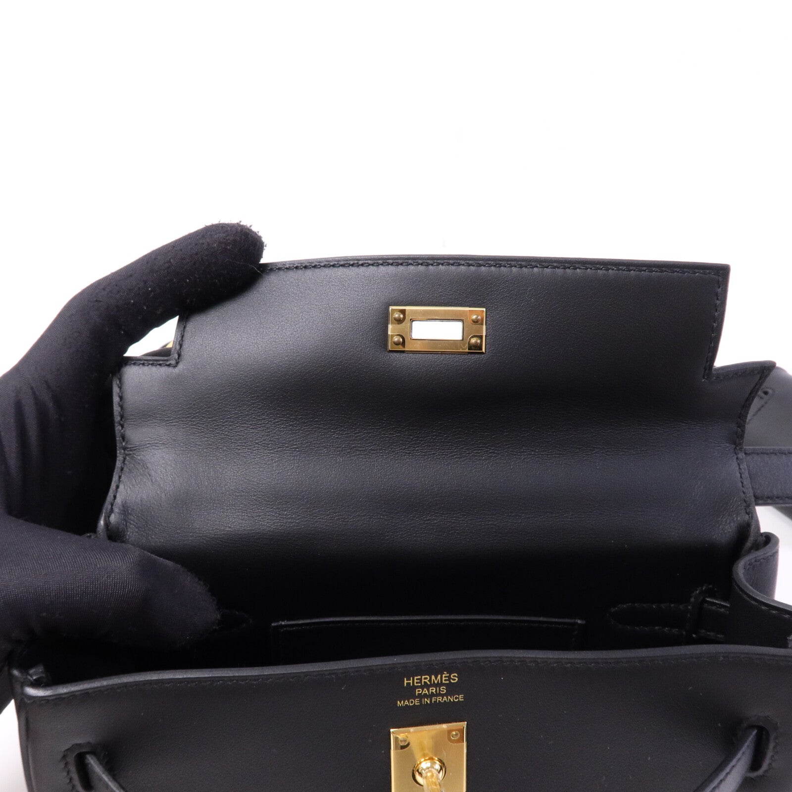 HERMES Swift皮革Kelly Moove金扣肩背袋Noir