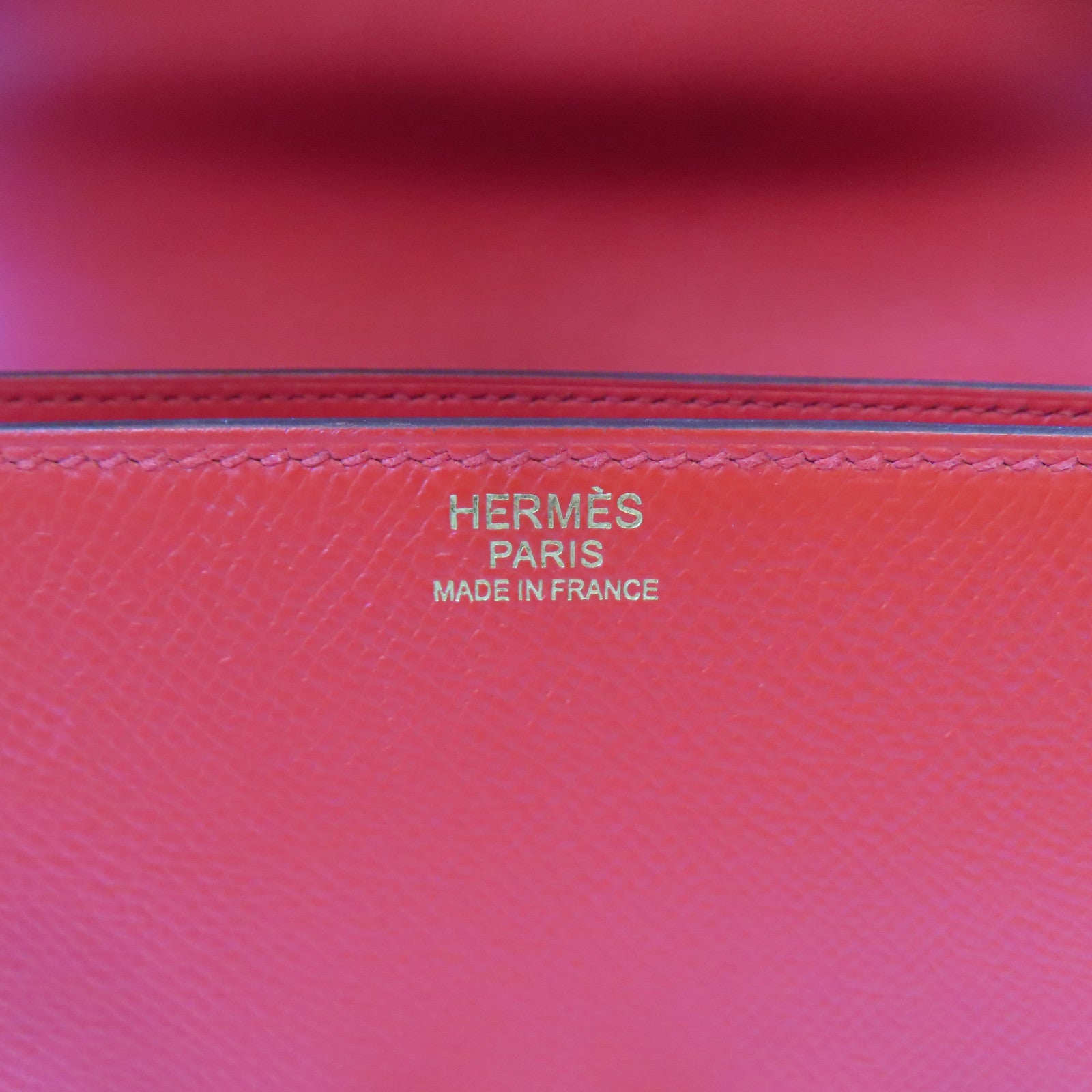 HERMES 【激減優惠】Epsom皮革Mosaique AU 24 Bag金扣肩背袋Rouge de Coeur/紅色