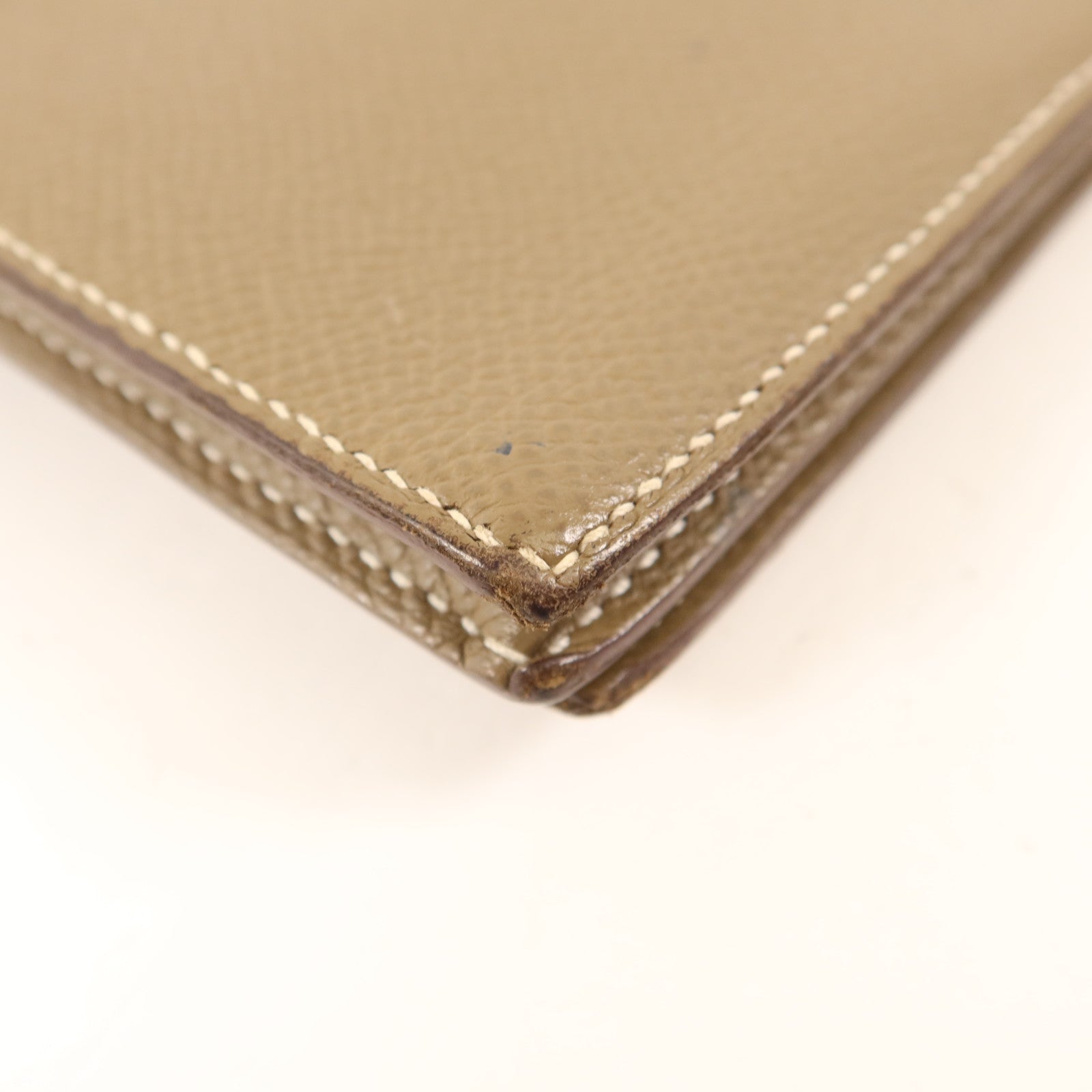 HERMES 【激減優惠】Epsom皮革Bearn Soufflet Wallet金扣長錢包Etoupe